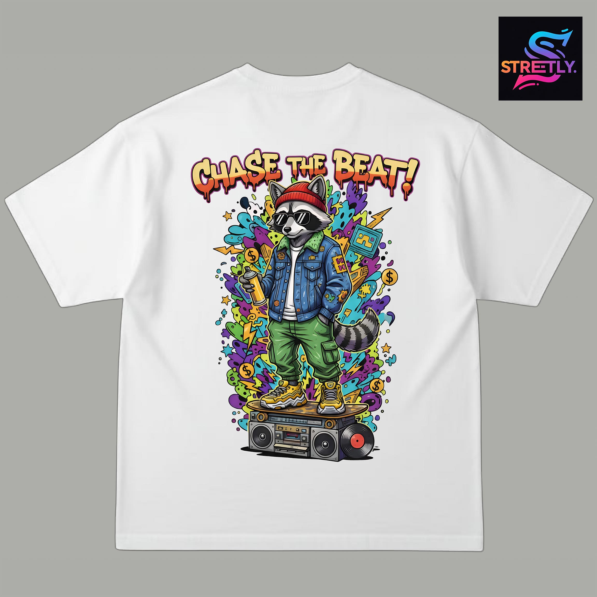 Chase The Beat|Graphic Printed Oversized Crew Neck Premium T-shirt|100% Cotton|Unisex