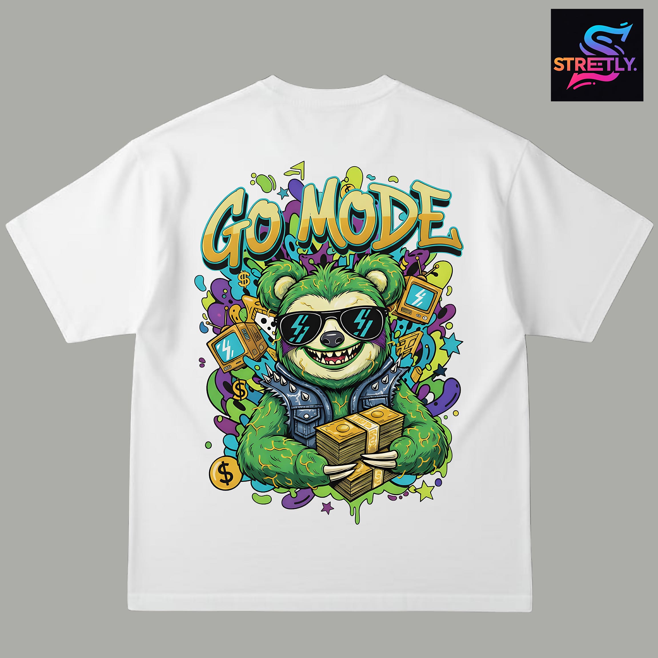 Go Mode|Graphic Printed Oversized Crew Neck Premium T-shirt|100% Cotton|Unisex