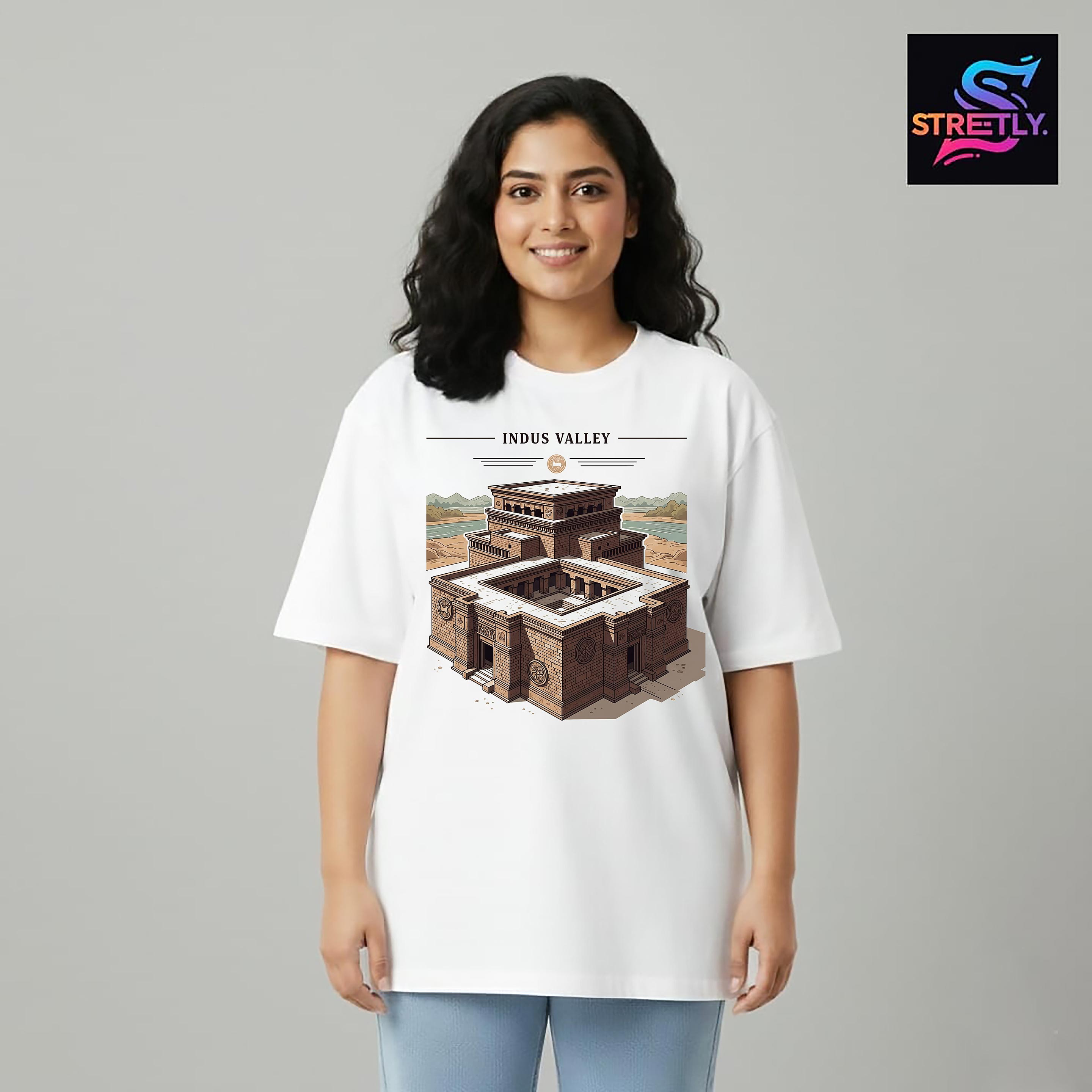 Indus Valley|Graphic Printed Oversized Crew Neck Premium T-shirt|100% Cotton|Unisex