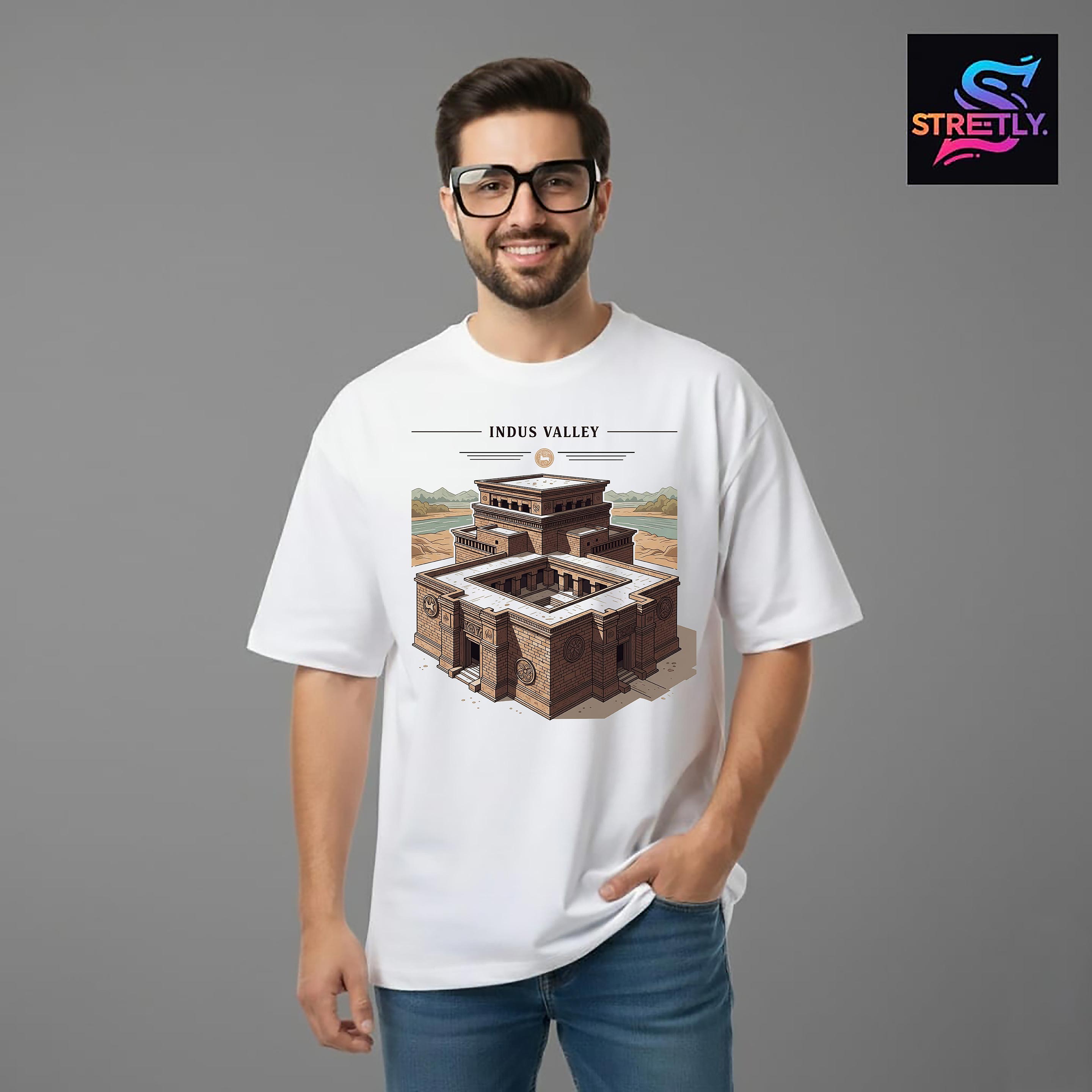 Indus Valley|Graphic Printed Oversized Crew Neck Premium T-shirt|100% Cotton|Unisex