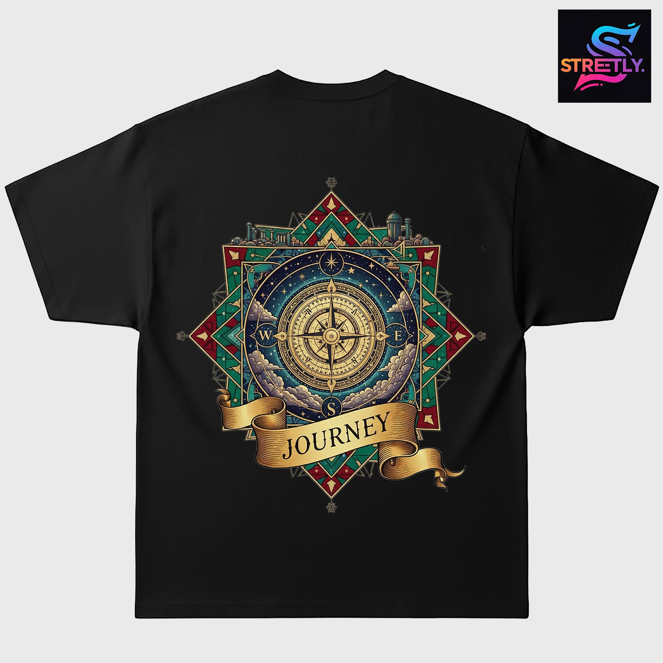 Journey|Graphic Printed Oversized Crew Neck Premium T-shirt|100% Cotton|Unisex