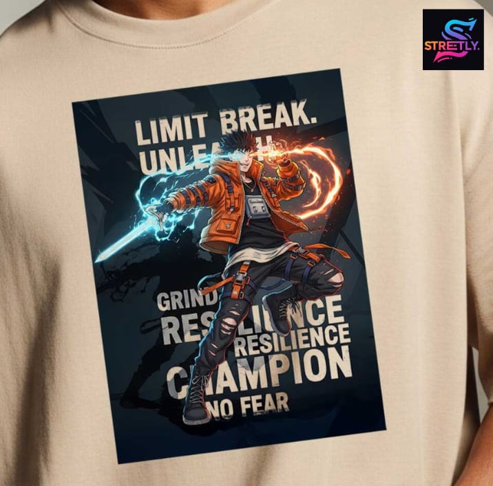 Limit Break - Anime|Graphic Printed Oversized Crew Neck Premium T-shirt|100% Cotton|Unisex