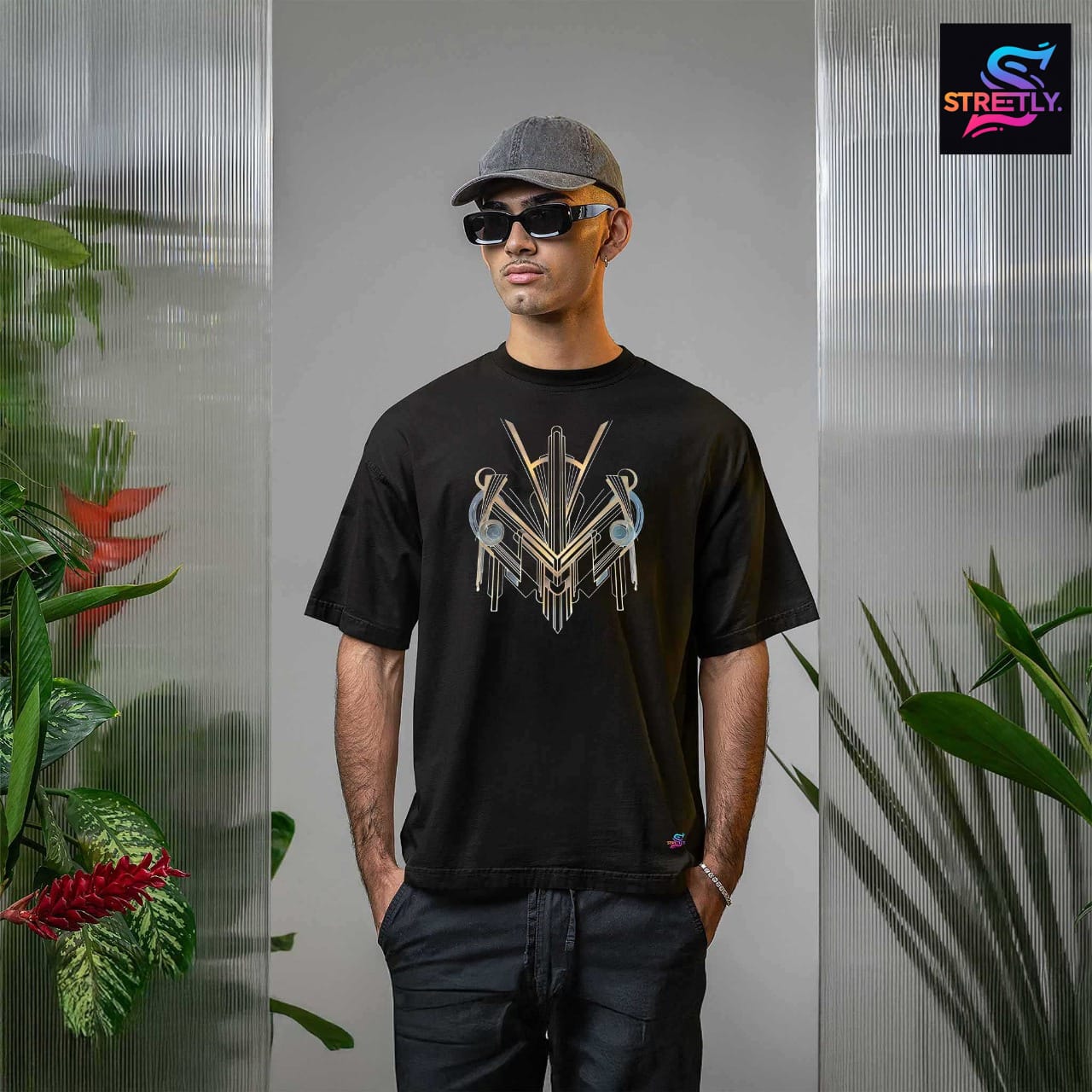 Meta Crest|Graphic Printed Oversized Crew Neck Premium T-shirt|100% Cotton|Unisex