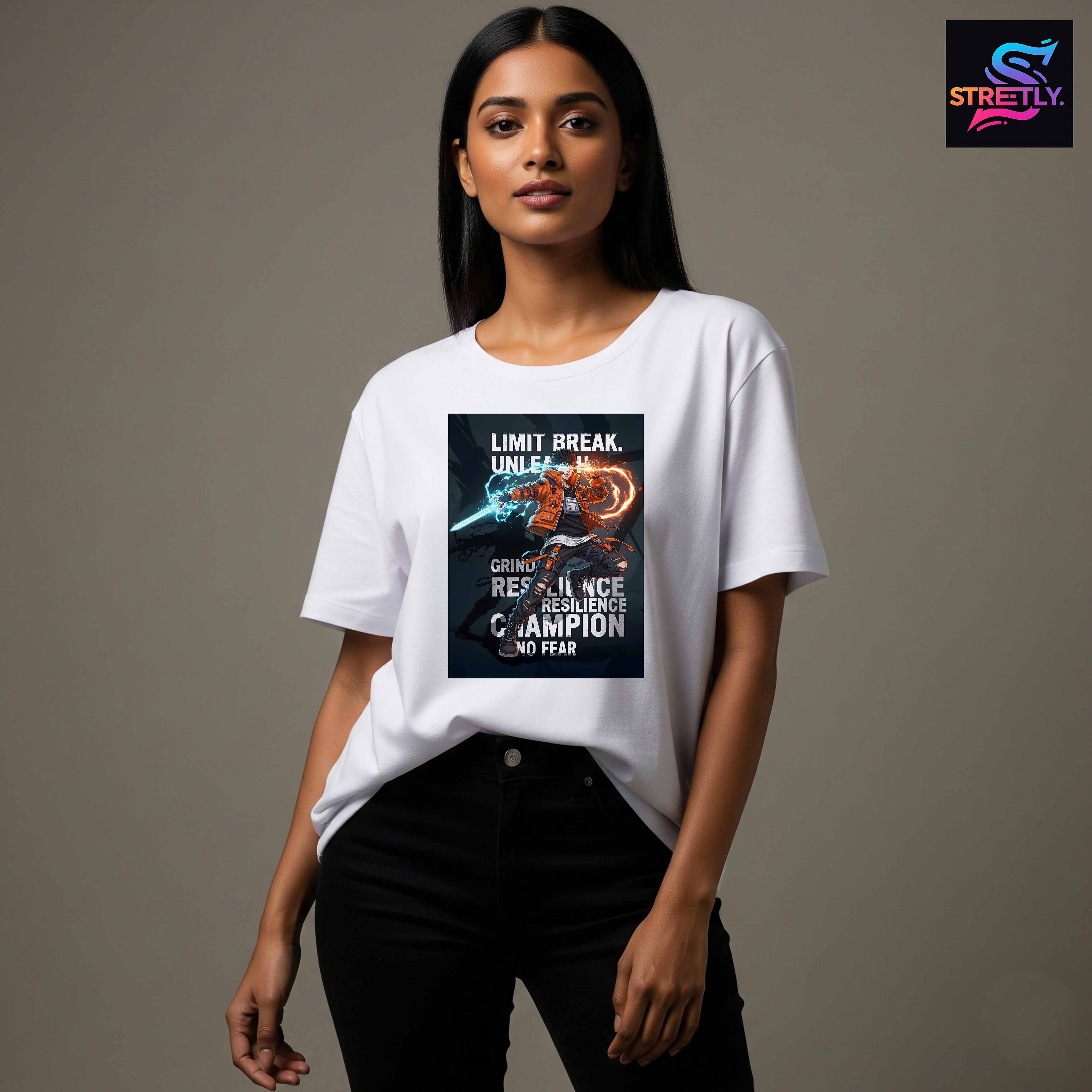 Limit Break - Anime|Graphic Printed Oversized Crew Neck Premium T-shirt|100% Cotton|Unisex