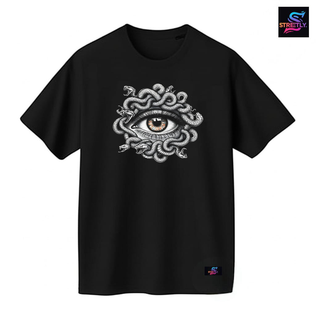 Medusa Eye|Graphic Printed Oversized Crew Neck Premium T-shirt|100% Cotton|Unisex