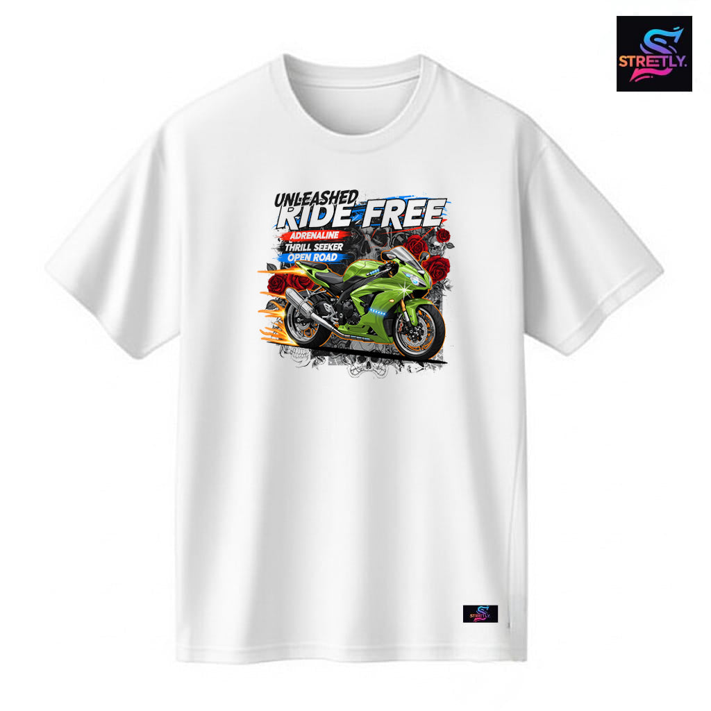 Ride Free|Graphic Printed Oversized Crew Neck Premium T-shirt|100% Cotton|Unisex