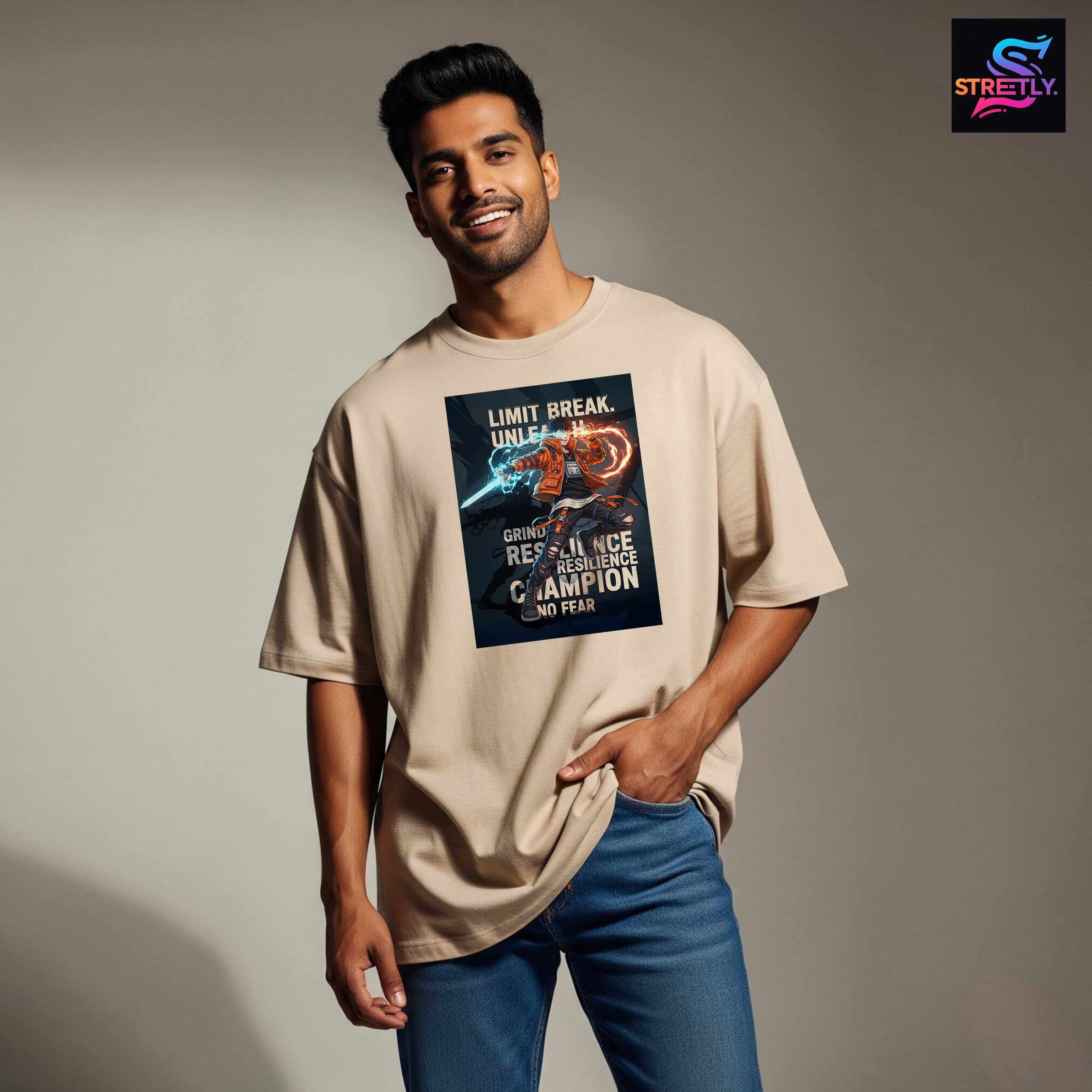 Limit Break - Anime|Graphic Printed Oversized Crew Neck Premium T-shirt|100% Cotton|Unisex