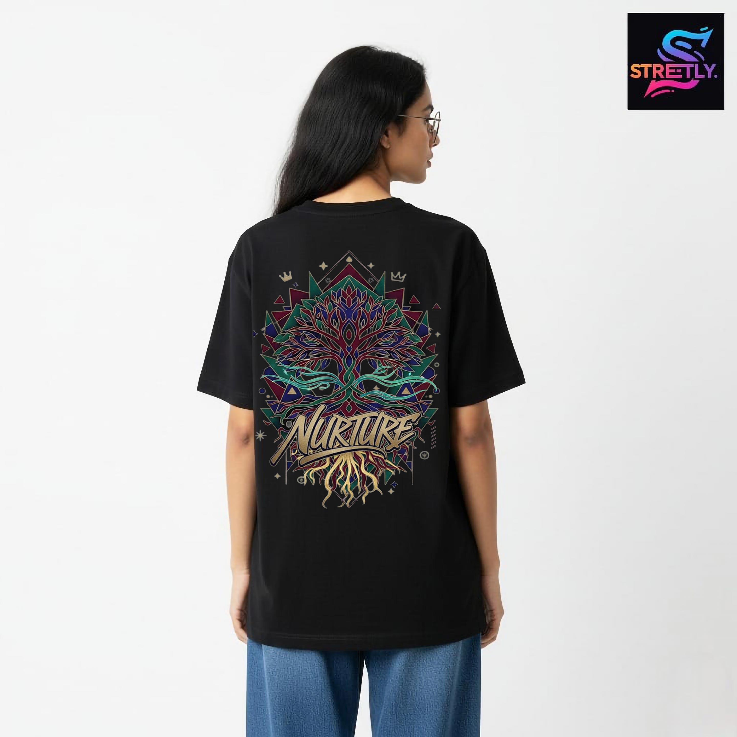 Nurture|Graphic Printed Oversized Crew Neck Premium T-shirt|100% Cotton|Unisex