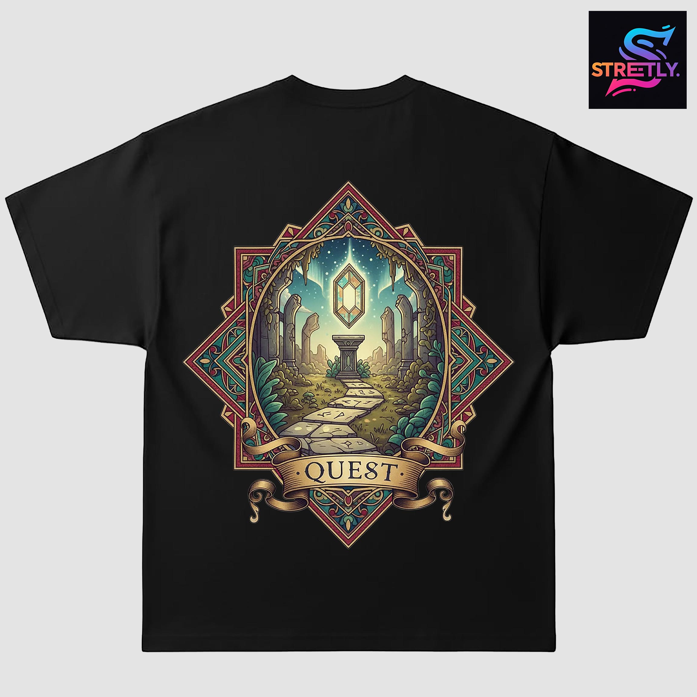 Quest|Graphic Printed Oversized Crew Neck Premium T-shirt|100% Cotton|Unisex