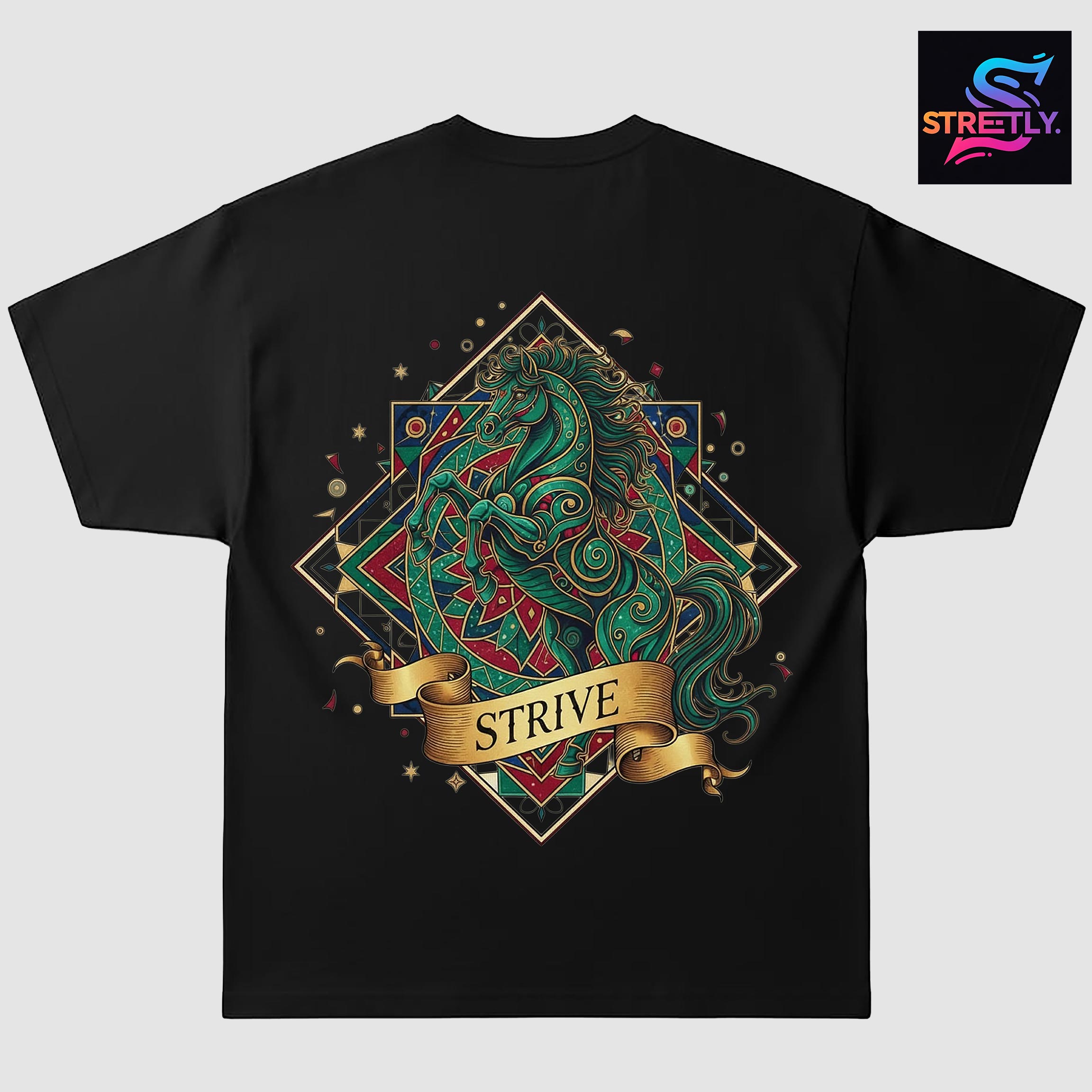 Strive|Graphic Printed Oversized Crew Neck Premium T-shirt|100% Cotton|Unisex