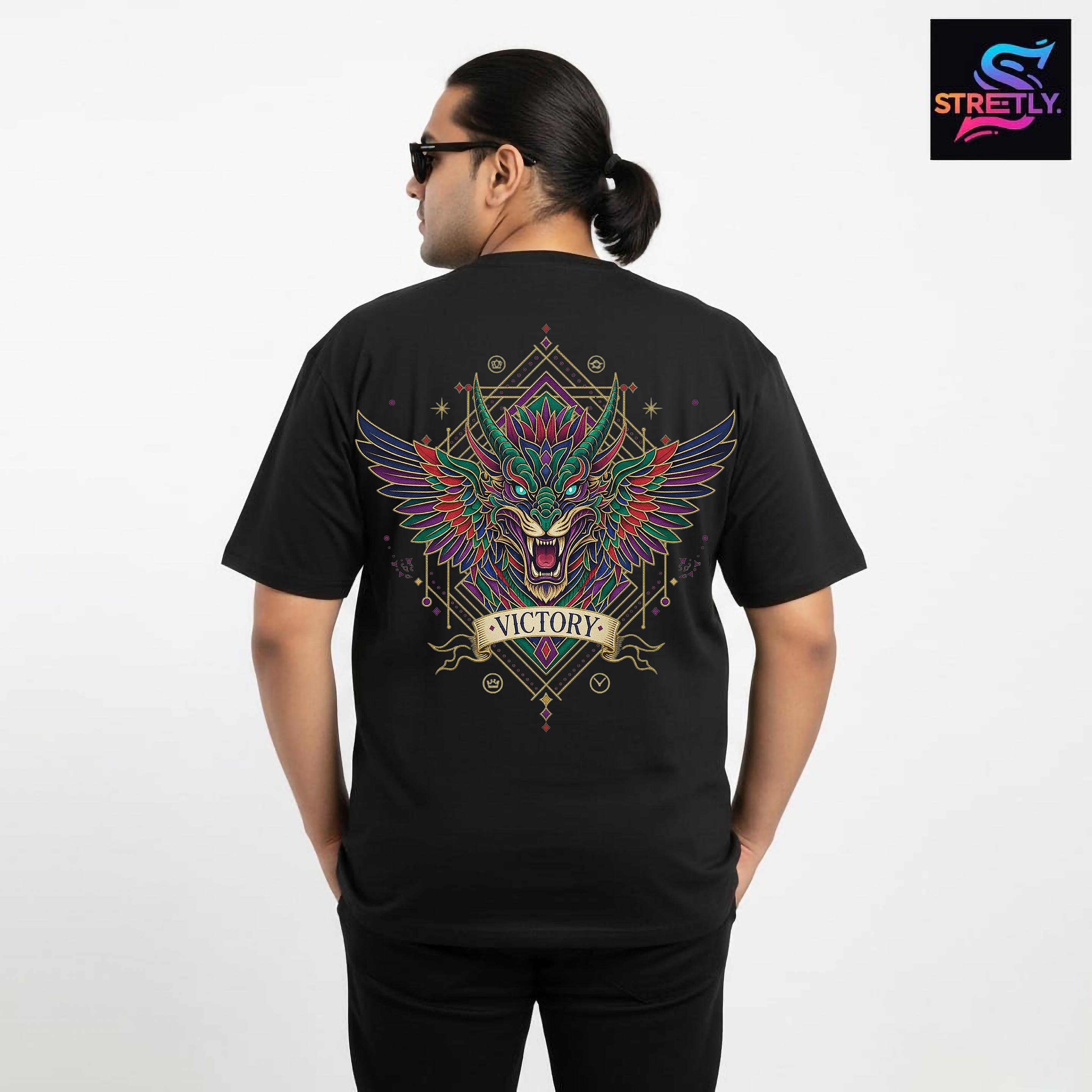 Victory|Graphic Printed Oversized Crew Neck Premium T-shirt|100% Cotton|Unisex