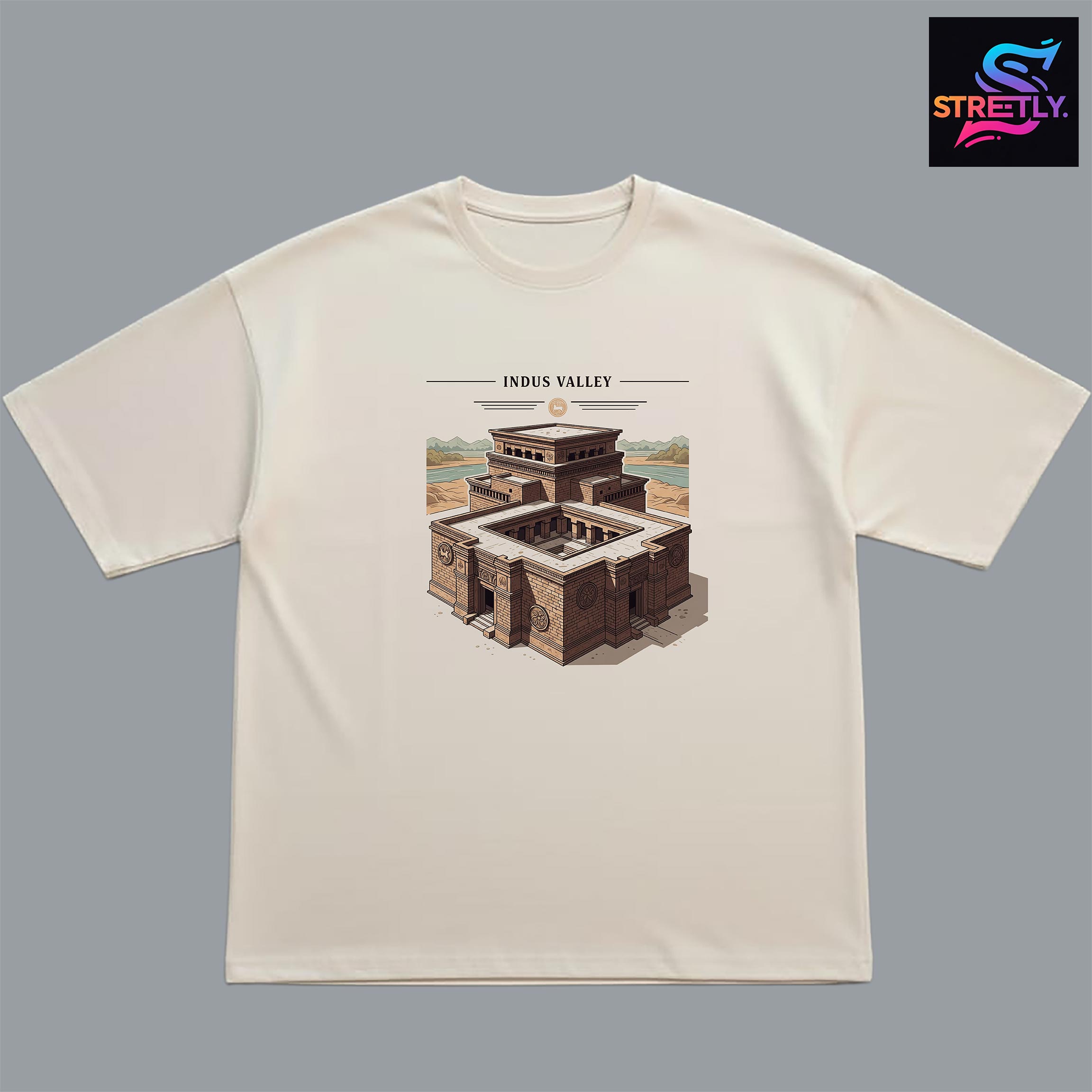 Indus Valley|Graphic Printed Oversized Crew Neck Premium T-shirt|100% Cotton|Unisex