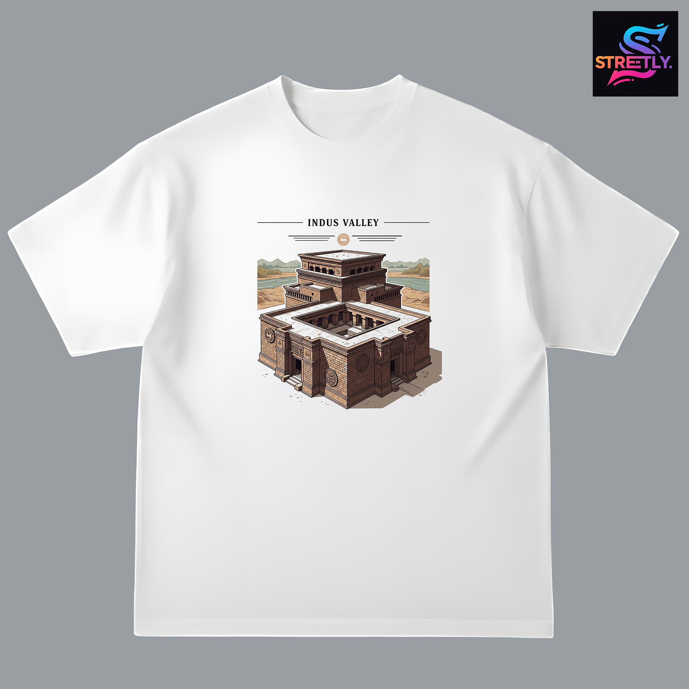 Indus Valley|Graphic Printed Oversized Crew Neck Premium T-shirt|100% Cotton|Unisex