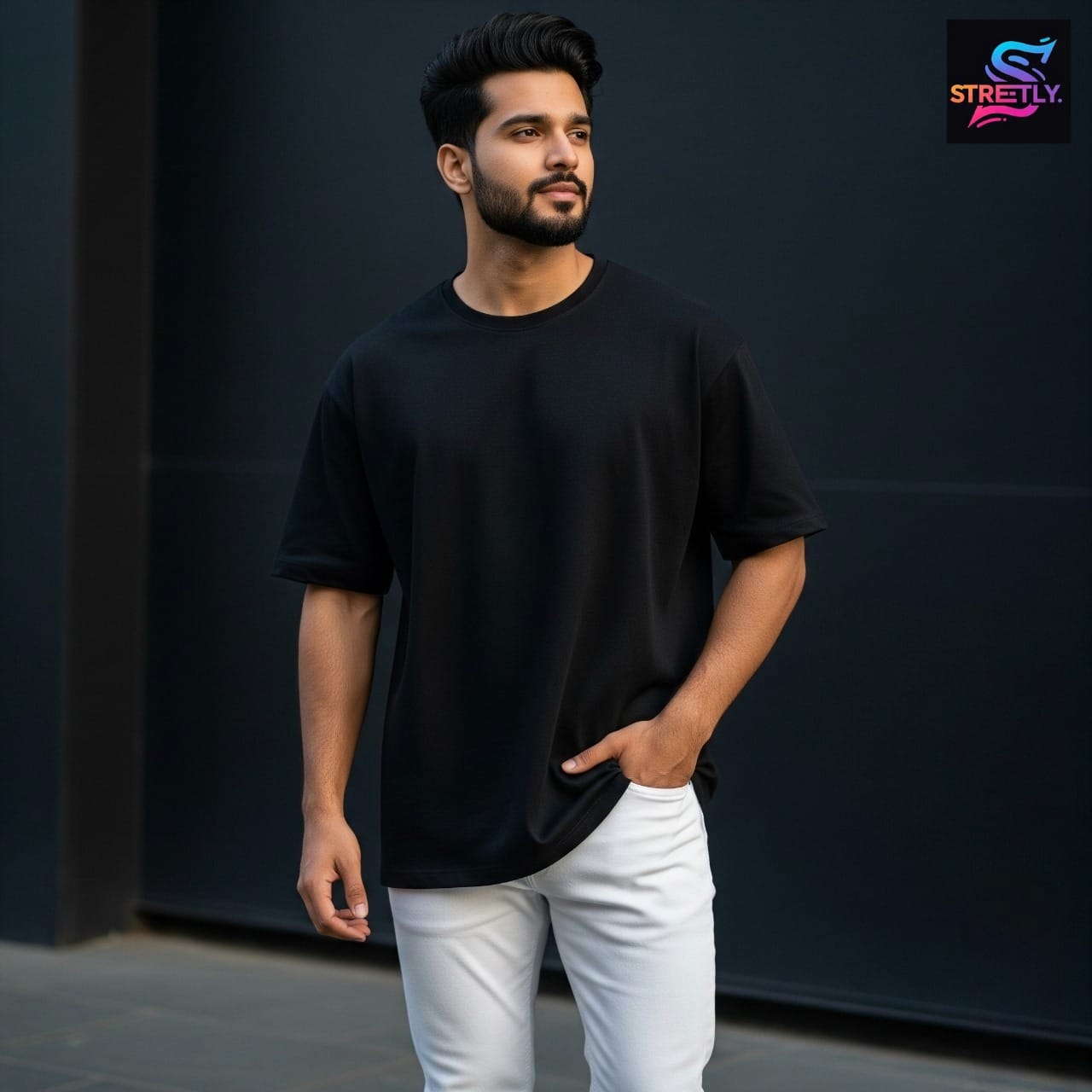 Black|Plain Oversized Crew Neck Premium T-shirt|100% Cotton|Unisex