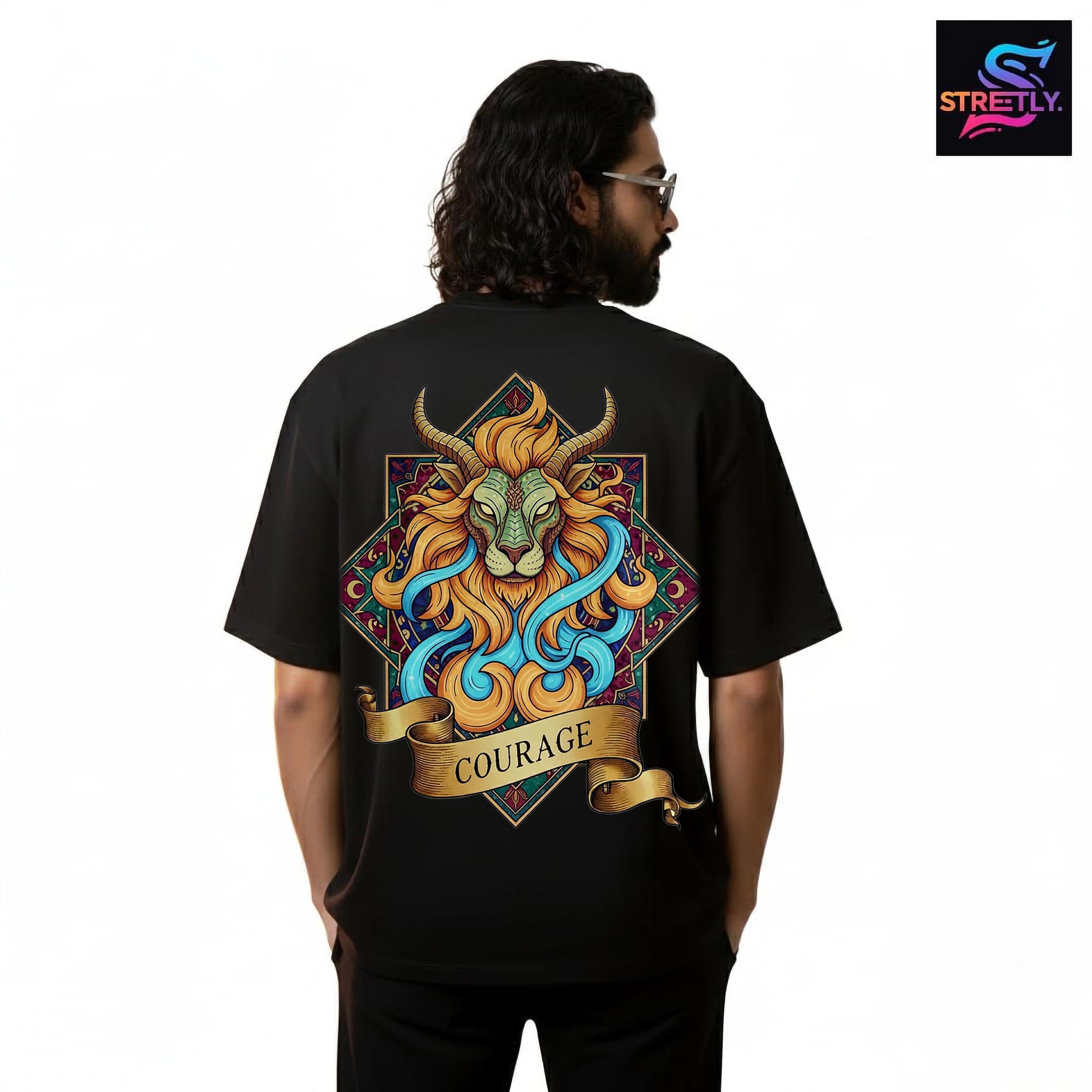 Courage|Graphic Printed Oversized Crew Neck Premium T-shirt|100% Cotton|Unisex