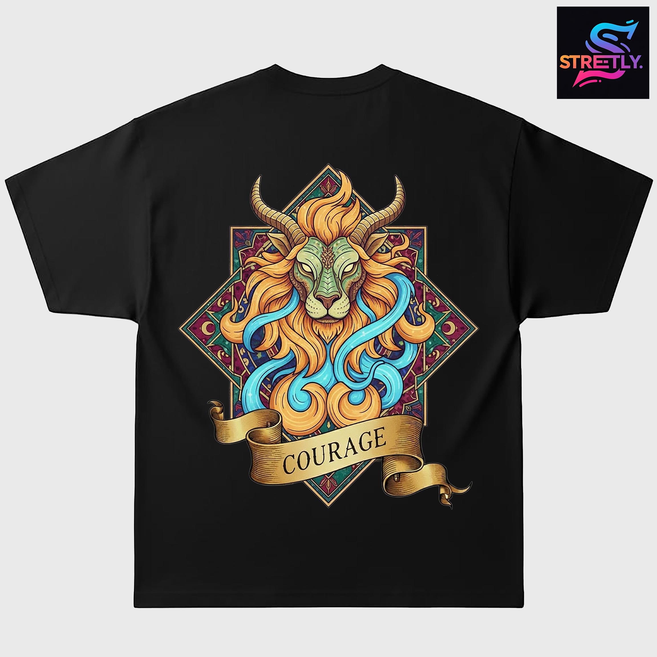 Courage|Graphic Printed Oversized Crew Neck Premium T-shirt|100% Cotton|Unisex