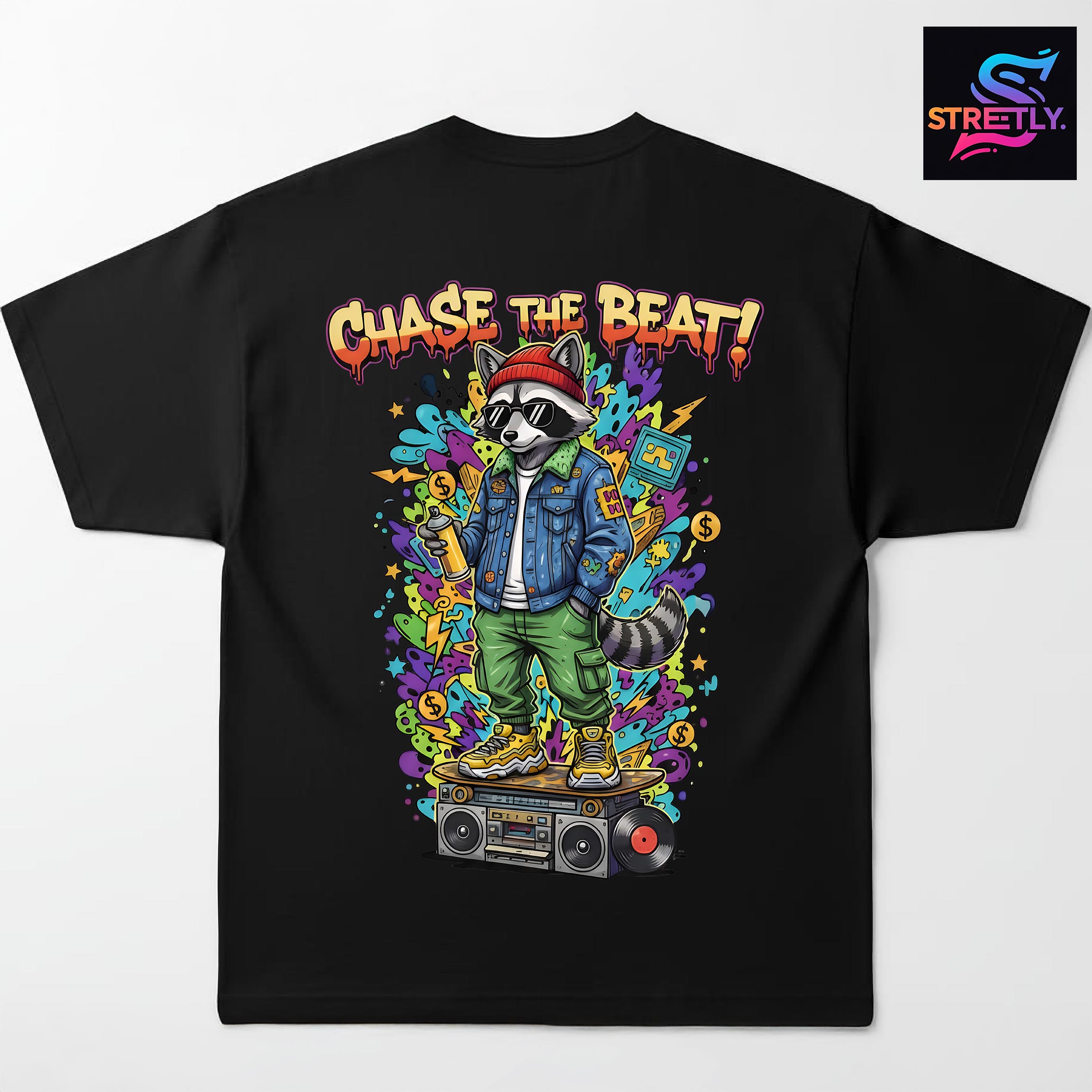 Chase The Beat|Graphic Printed Oversized Crew Neck Premium T-shirt|100% Cotton|Unisex