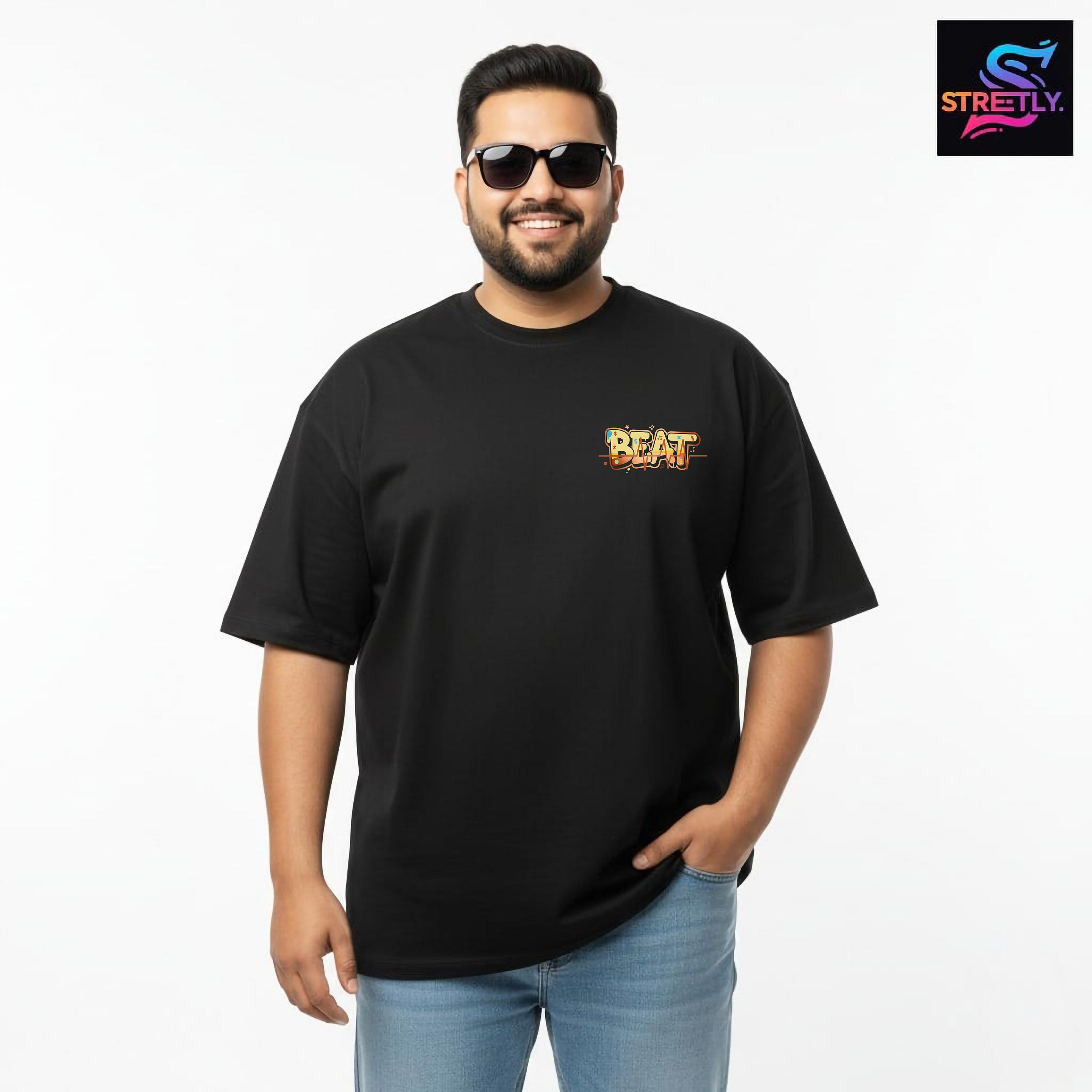 Chase The Beat|Graphic Printed Oversized Crew Neck Premium T-shirt|100% Cotton|Unisex