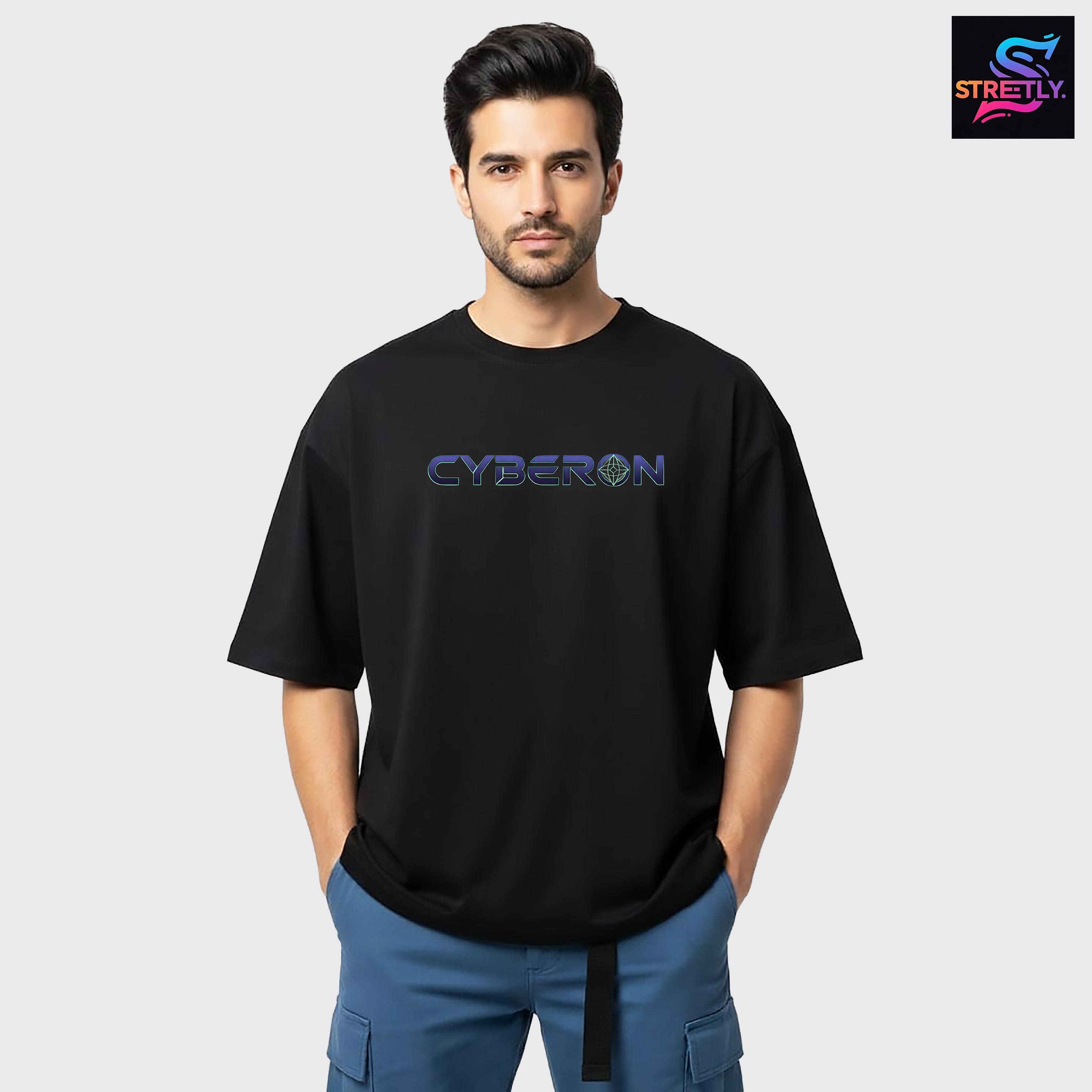 Cyberon|Graphic Printed Oversized Crew Neck Premium T-shirt|100% Cotton|Unisex