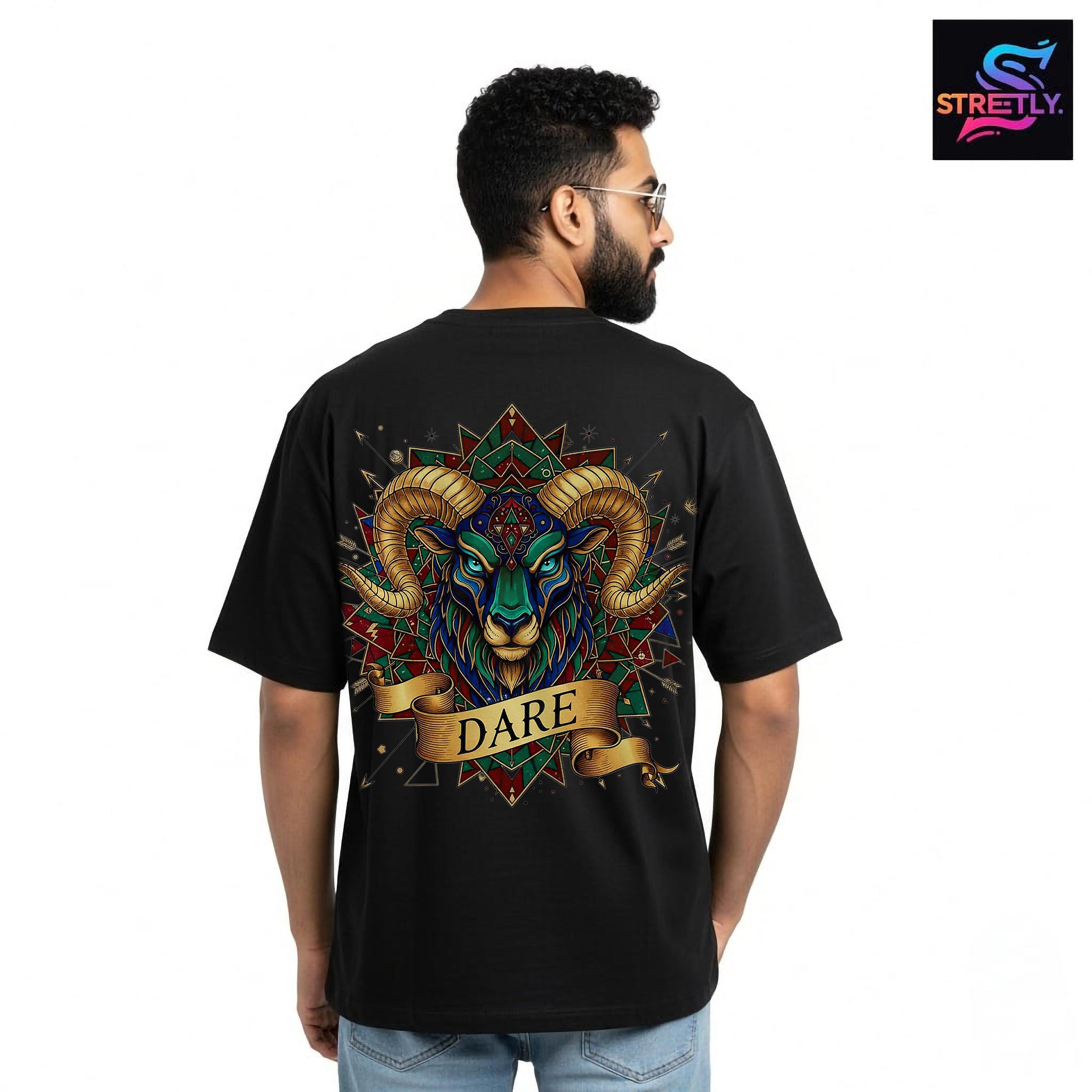 Dare|Graphic Printed Oversized Crew Neck Premium T-shirt|100% Cotton|Unisex