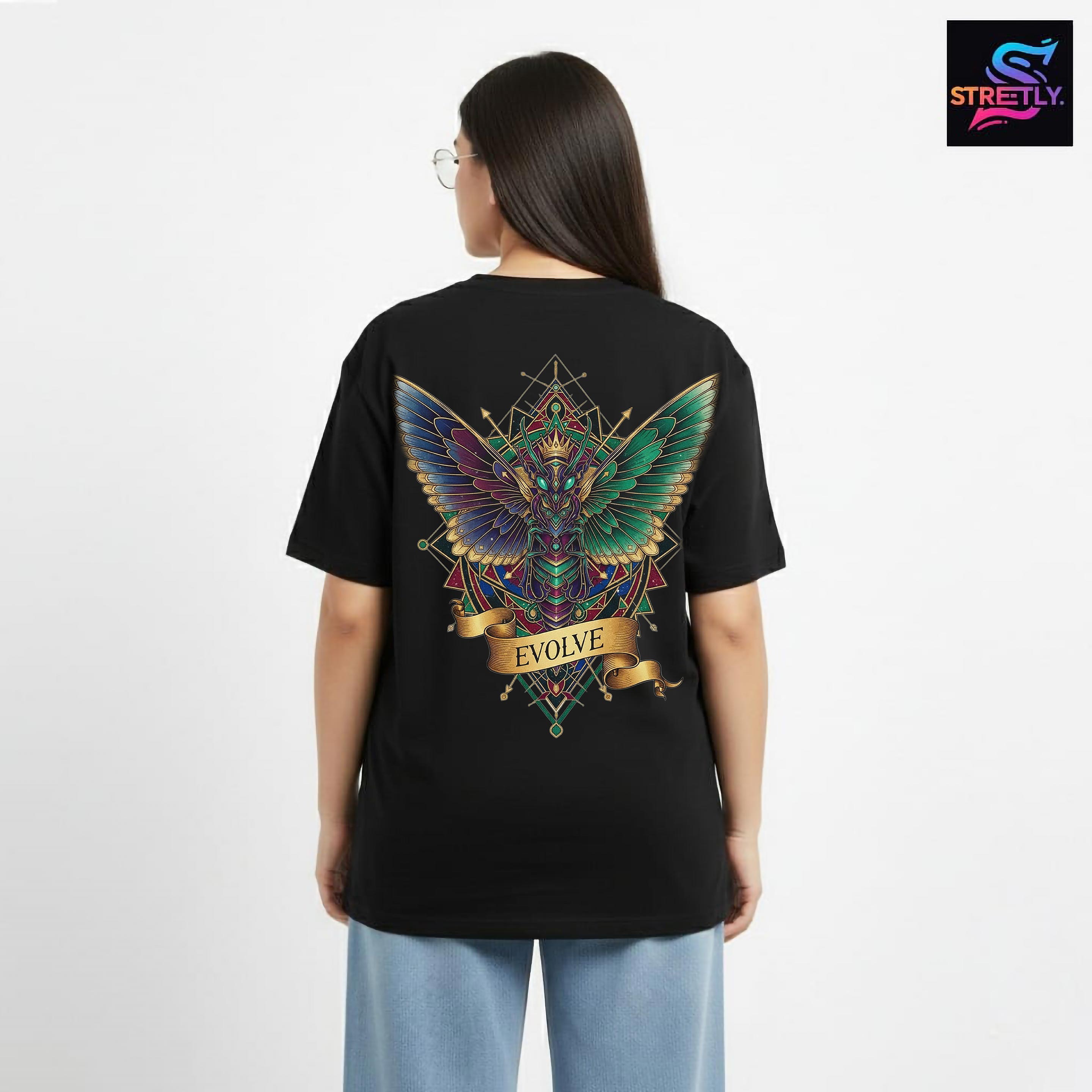 Evolve|Graphic Printed Oversized Crew Neck Premium T-shirt|100% Cotton|Unisex