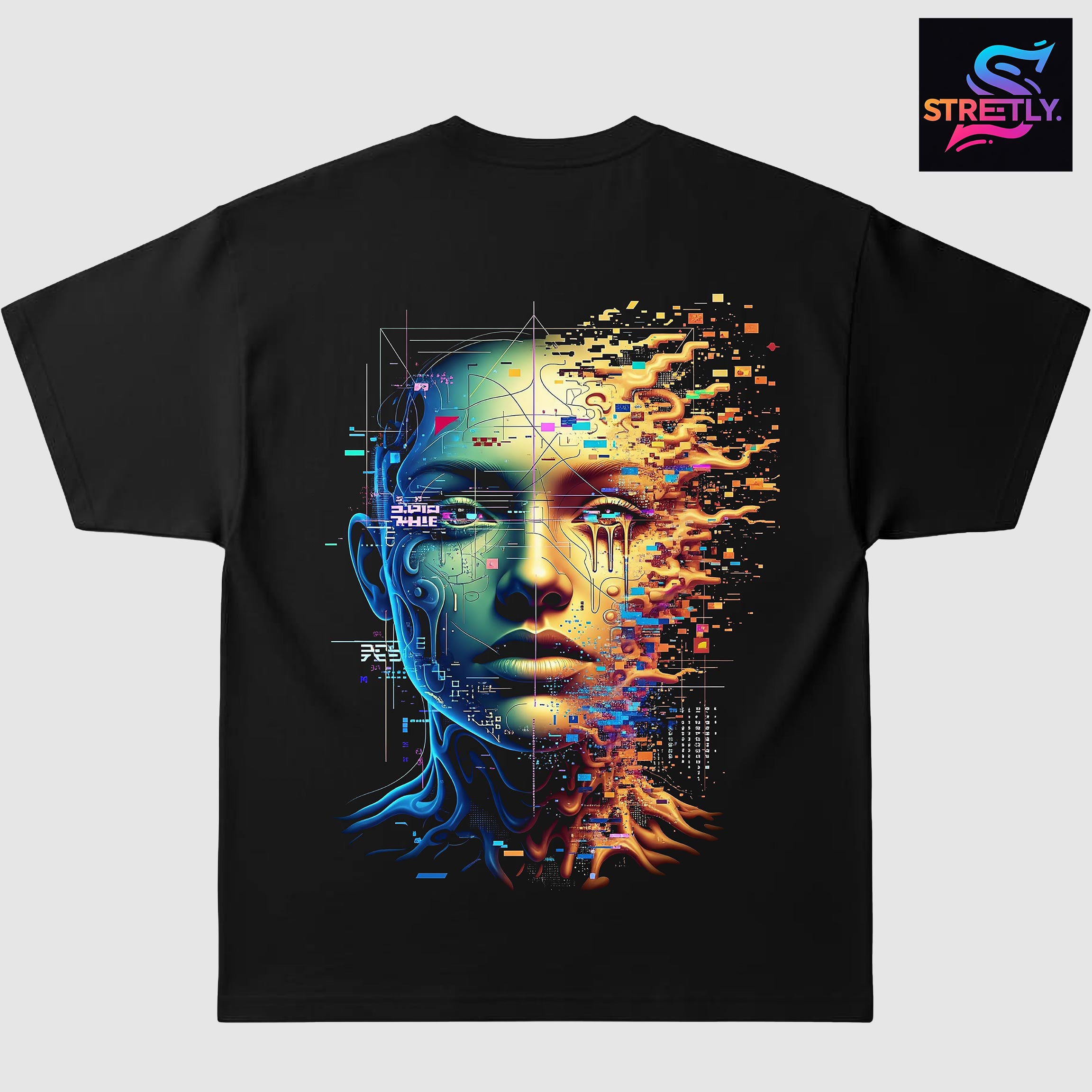 Glitch|Graphic Printed Oversized Crew Neck Premium T-shirt|100% Cotton|Unisex