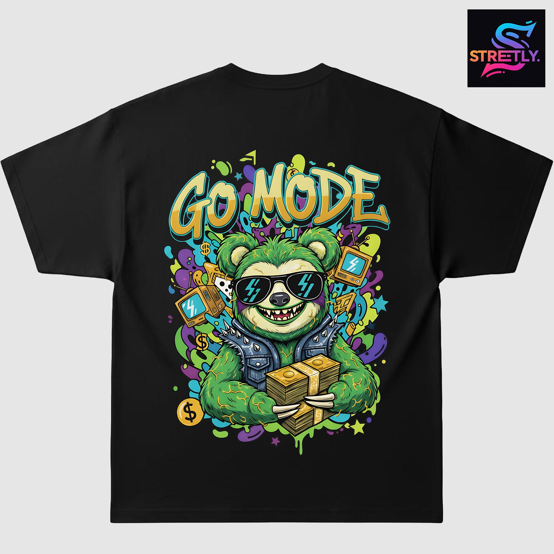 Go Mode|Graphic Printed Oversized Crew Neck Premium T-shirt|100% Cotton|Unisex
