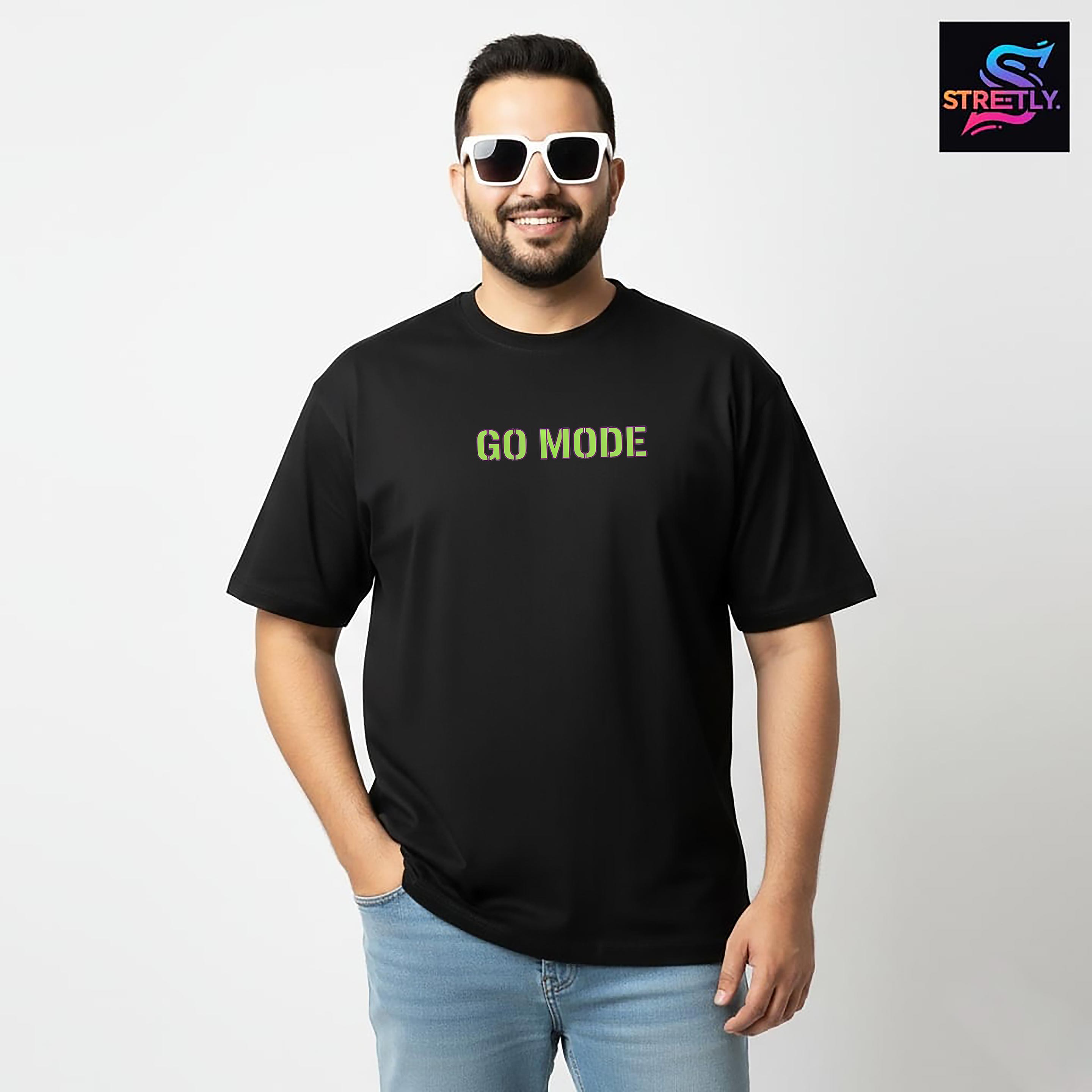 Go Mode|Graphic Printed Oversized Crew Neck Premium T-shirt|100% Cotton|Unisex