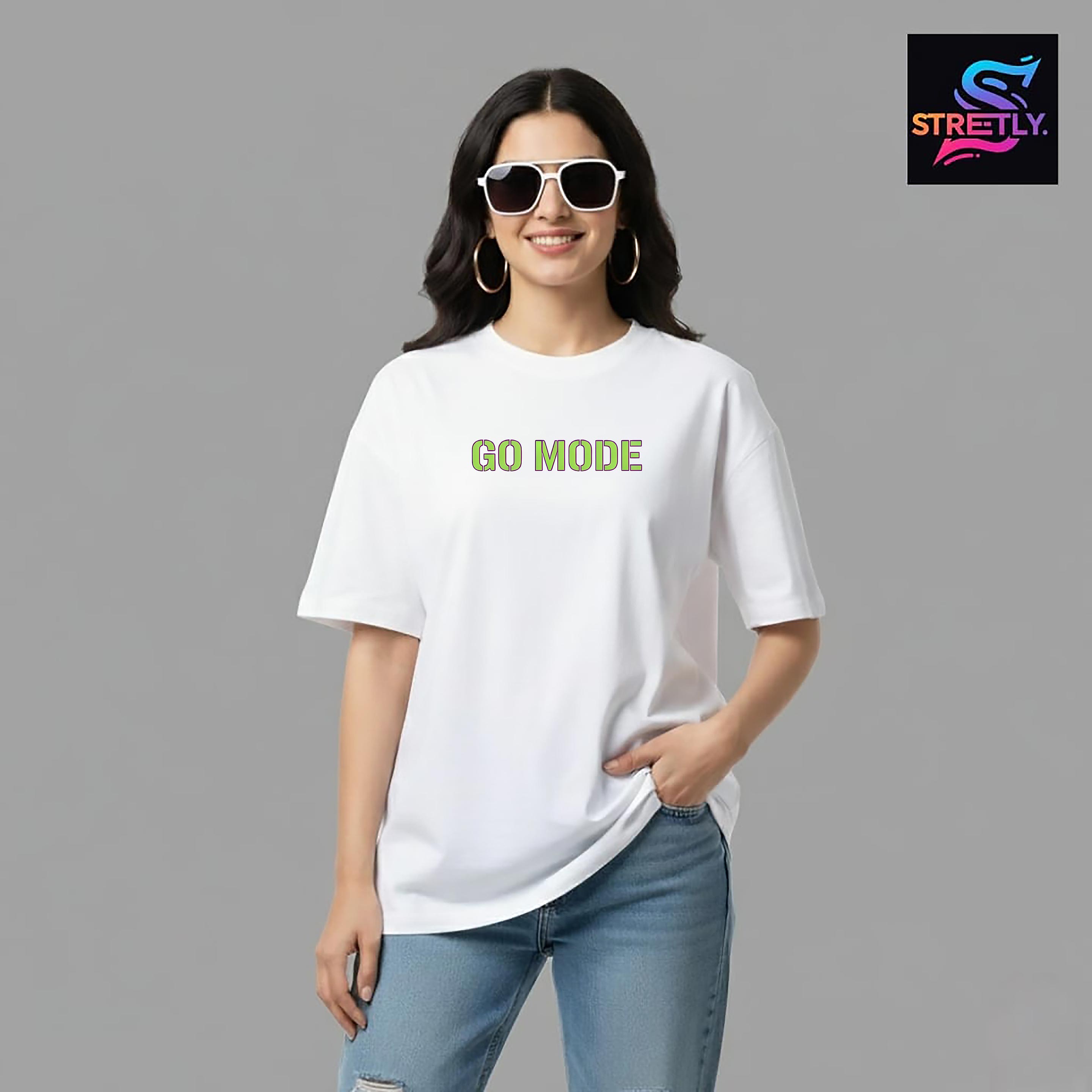 Go Mode|Graphic Printed Oversized Crew Neck Premium T-shirt|100% Cotton|Unisex
