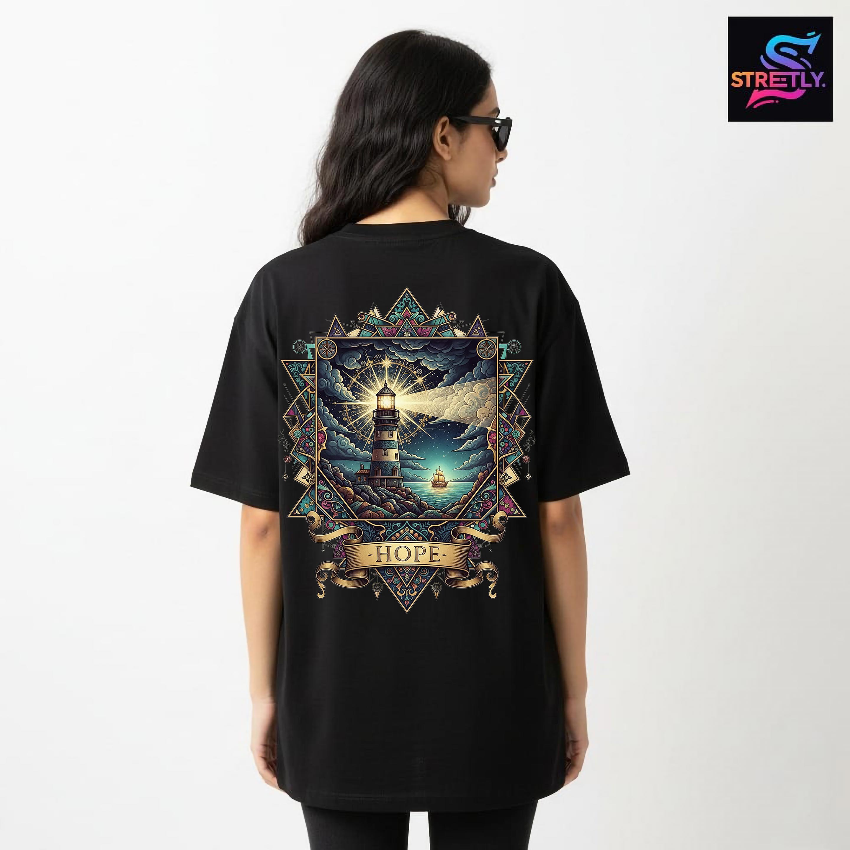 Hope|Graphic Printed Oversized Crew Neck Premium T-shirt|100% Cotton|Unisex