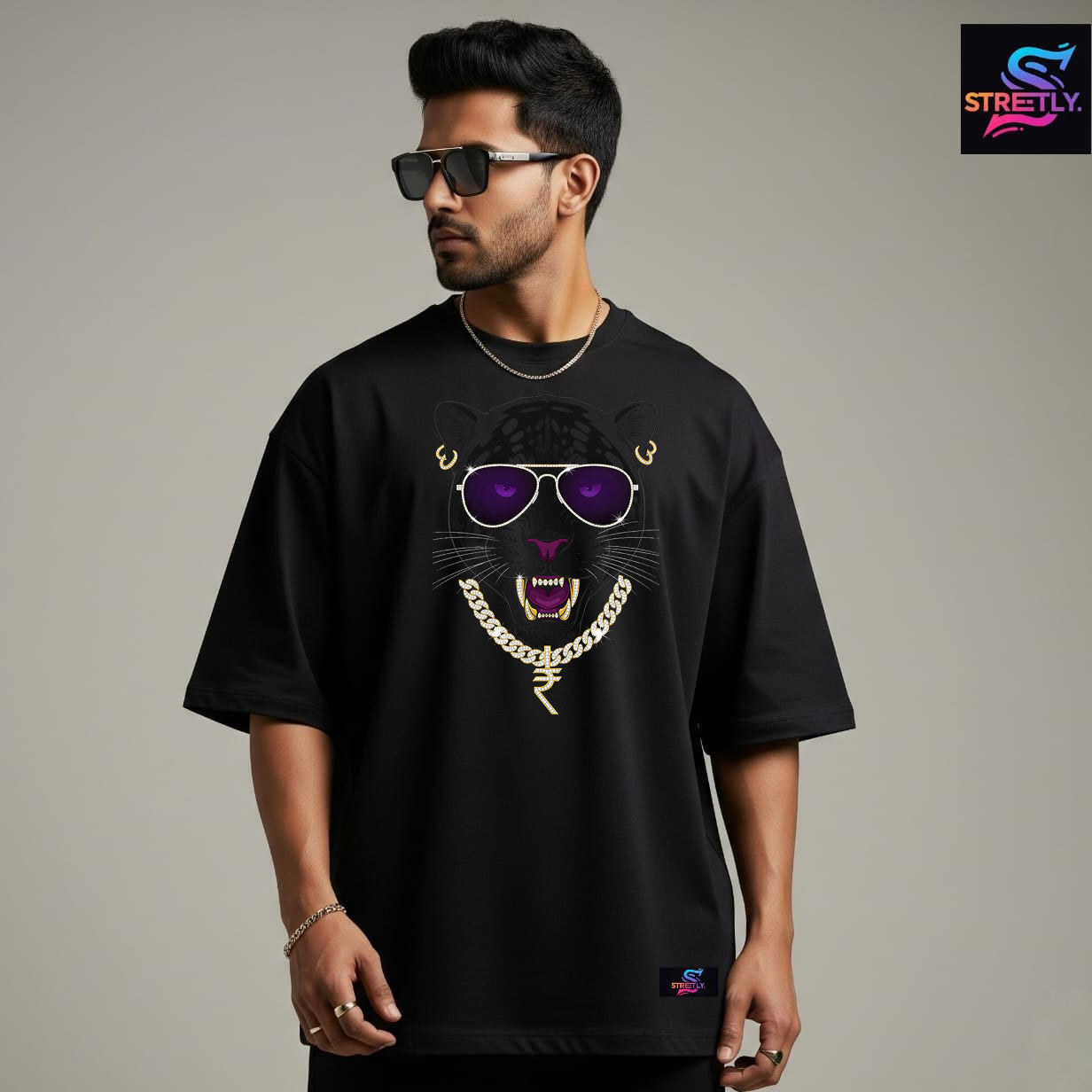 Bling Panther|Graphic Printed Oversized Crew Neck Premium T-shirt|100% Cotton|Unisex