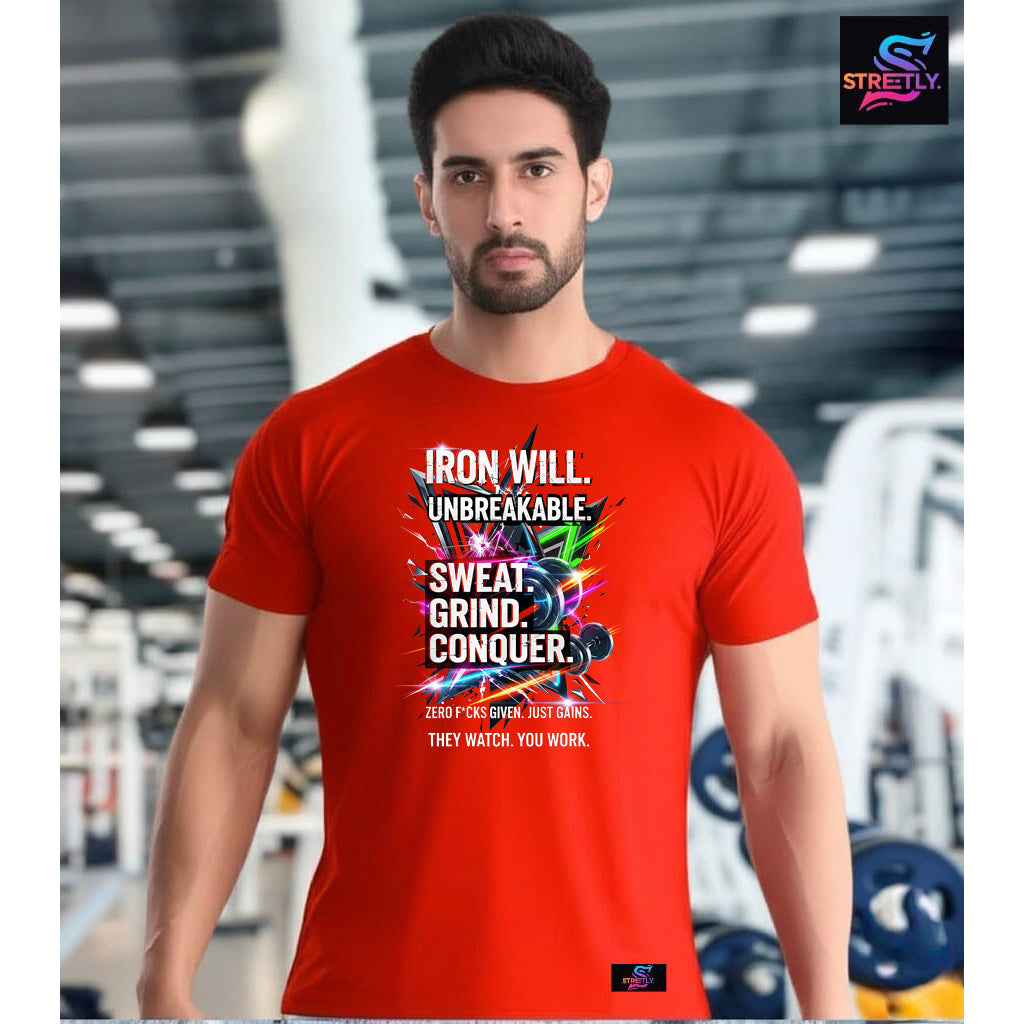 Iron Will|Graphic Printed Regular Crew Neck Premium T-shirt|100% Cotton|Unisex