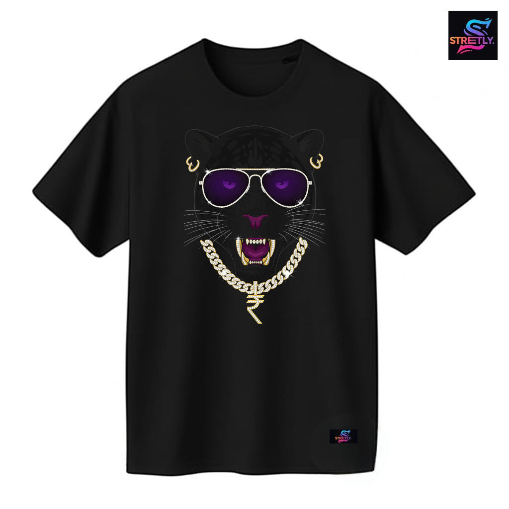 Bling Panther|Graphic Printed Oversized Crew Neck Premium T-shirt|100% Cotton|Unisex
