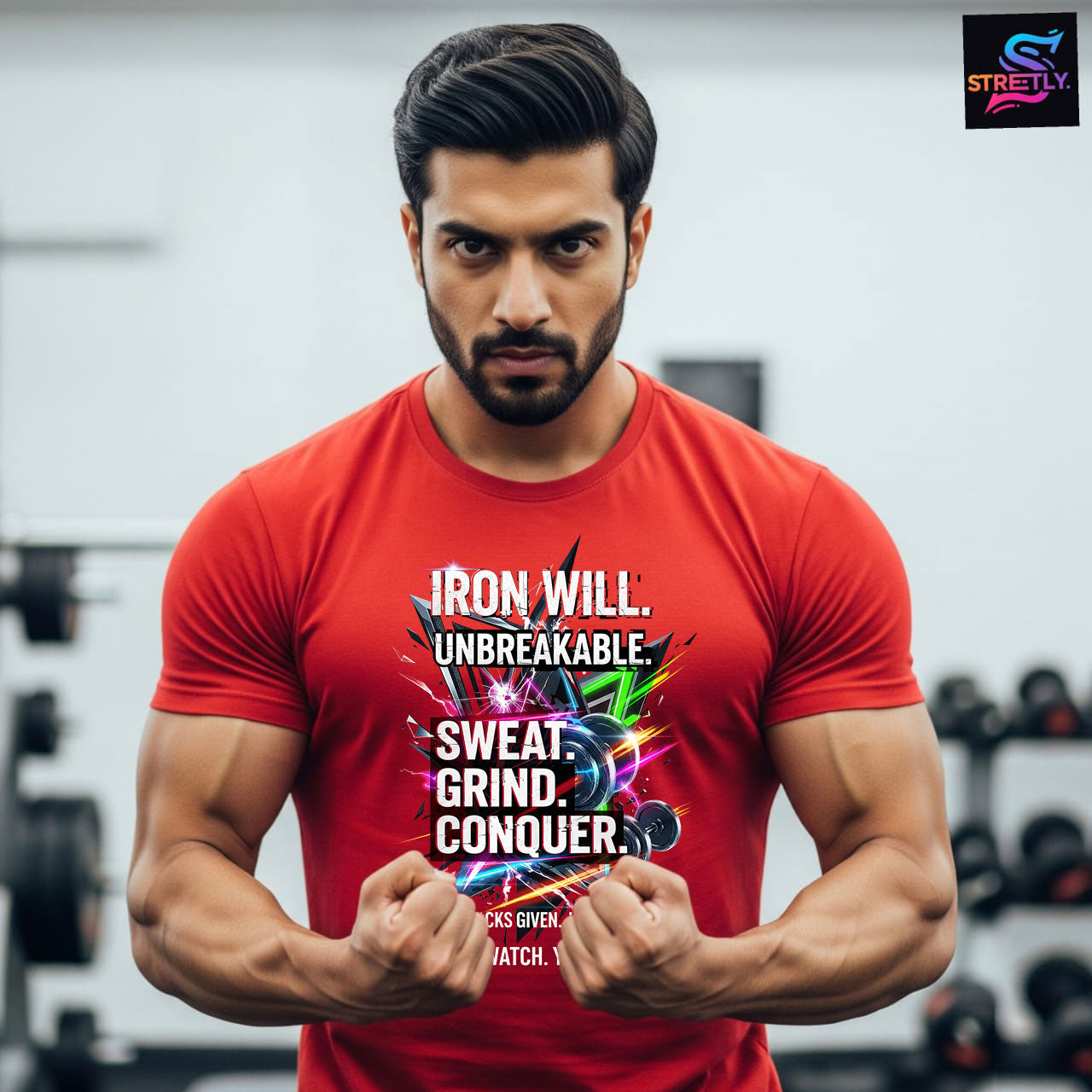 Iron Will|Graphic Printed Regular Crew Neck Premium T-shirt|100% Cotton|Unisex