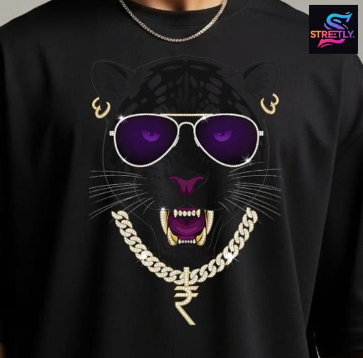 Bling Panther|Graphic Printed Oversized Crew Neck Premium T-shirt|100% Cotton|Unisex