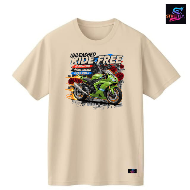 Ride Free|Graphic Printed Oversized Crew Neck Premium T-shirt|100% Cotton|Unisex