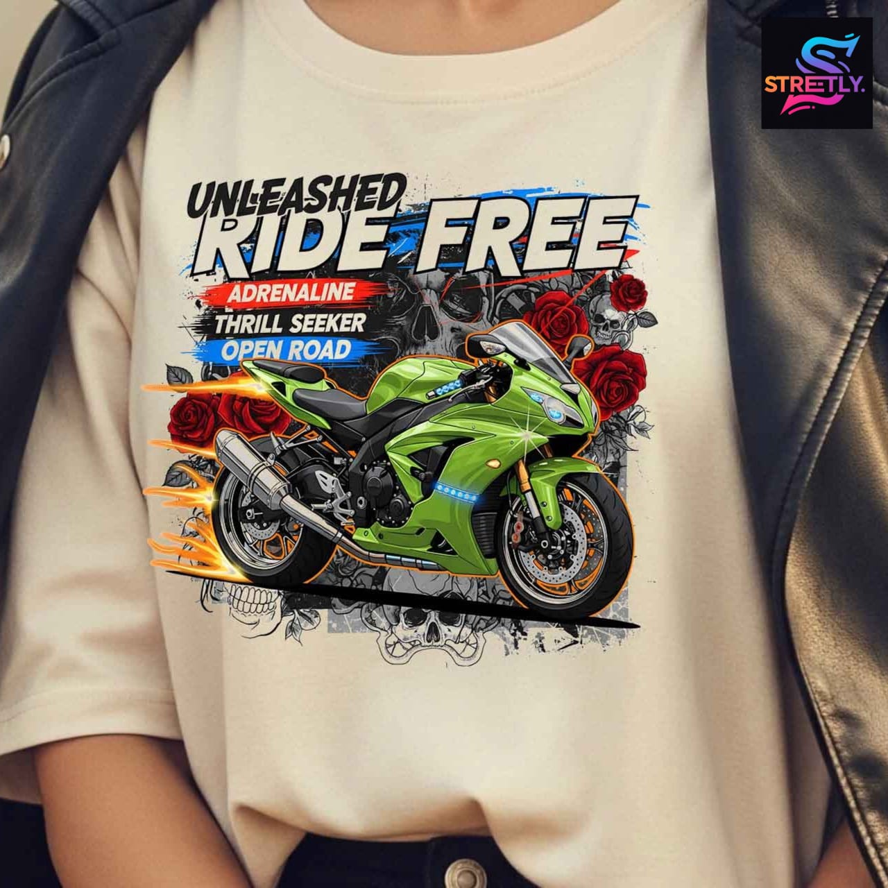 Ride Free|Graphic Printed Oversized Crew Neck Premium T-shirt|100% Cotton|Unisex