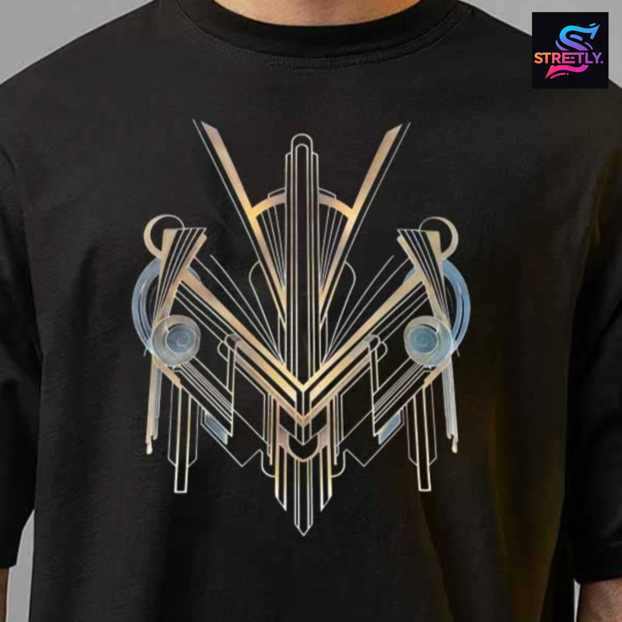 Meta Crest|Graphic Printed Oversized Crew Neck Premium T-shirt|100% Cotton|Unisex