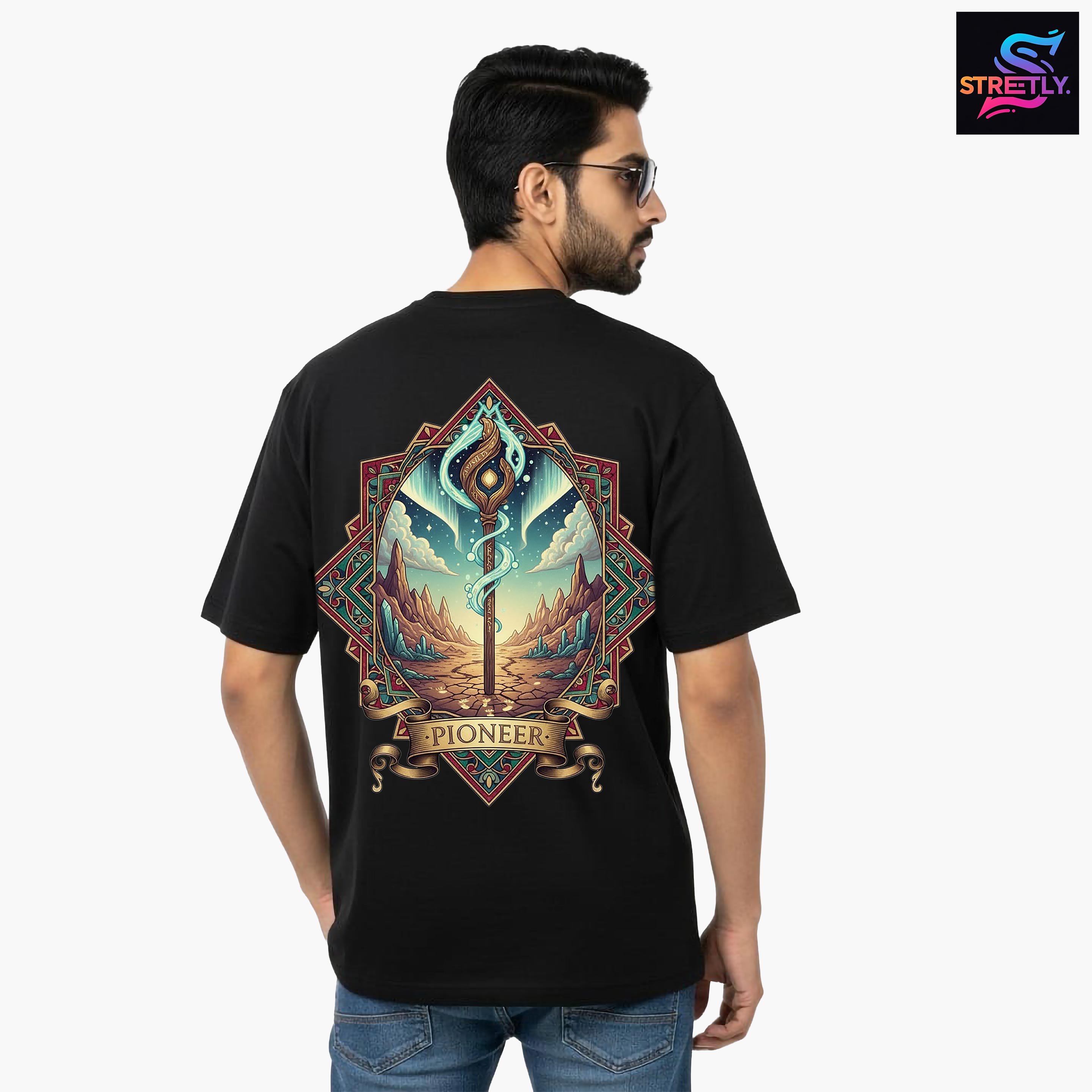 Pioneer|Graphic Printed Oversized Crew Neck Premium T-shirt|100% Cotton|Unisex