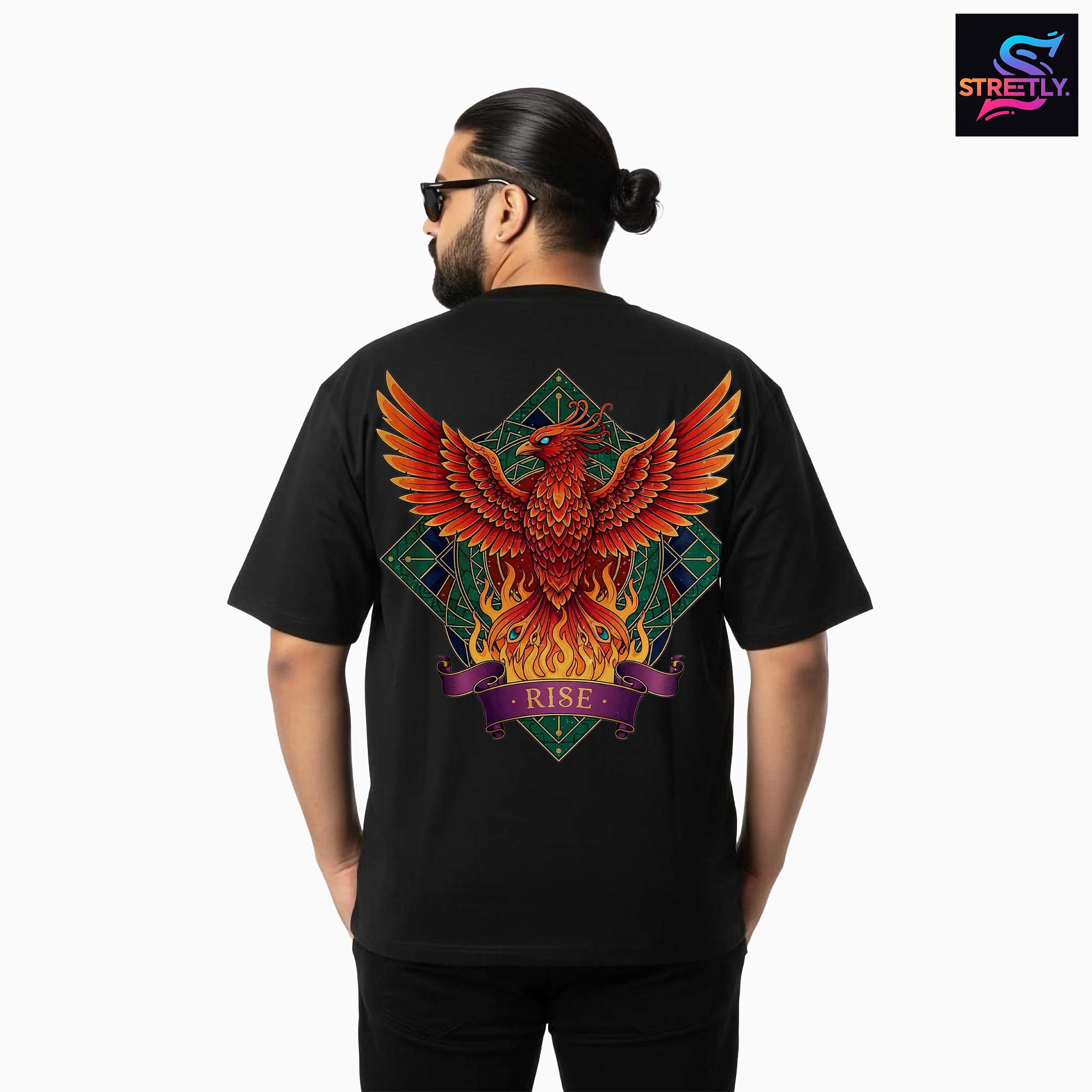 Rise|Graphic Printed Oversized Crew Neck Premium T-shirt|100% Cotton|Unisex