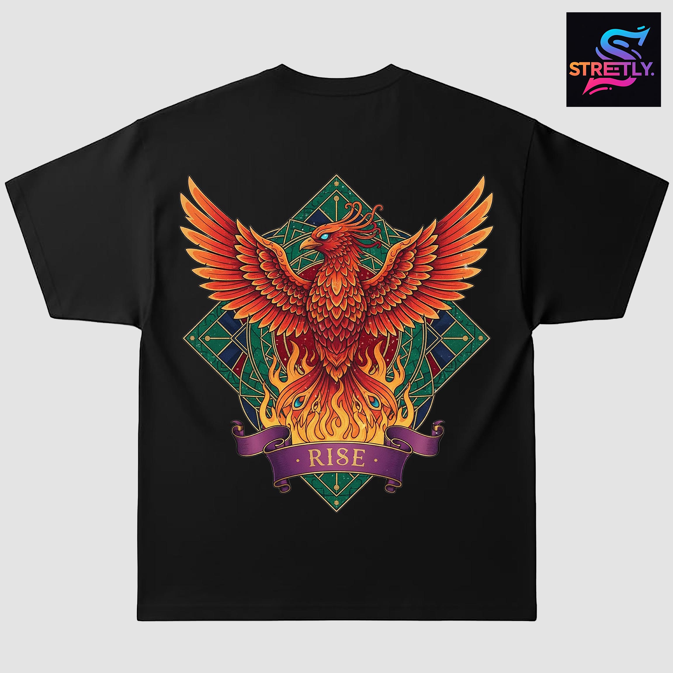 Rise|Graphic Printed Oversized Crew Neck Premium T-shirt|100% Cotton|Unisex