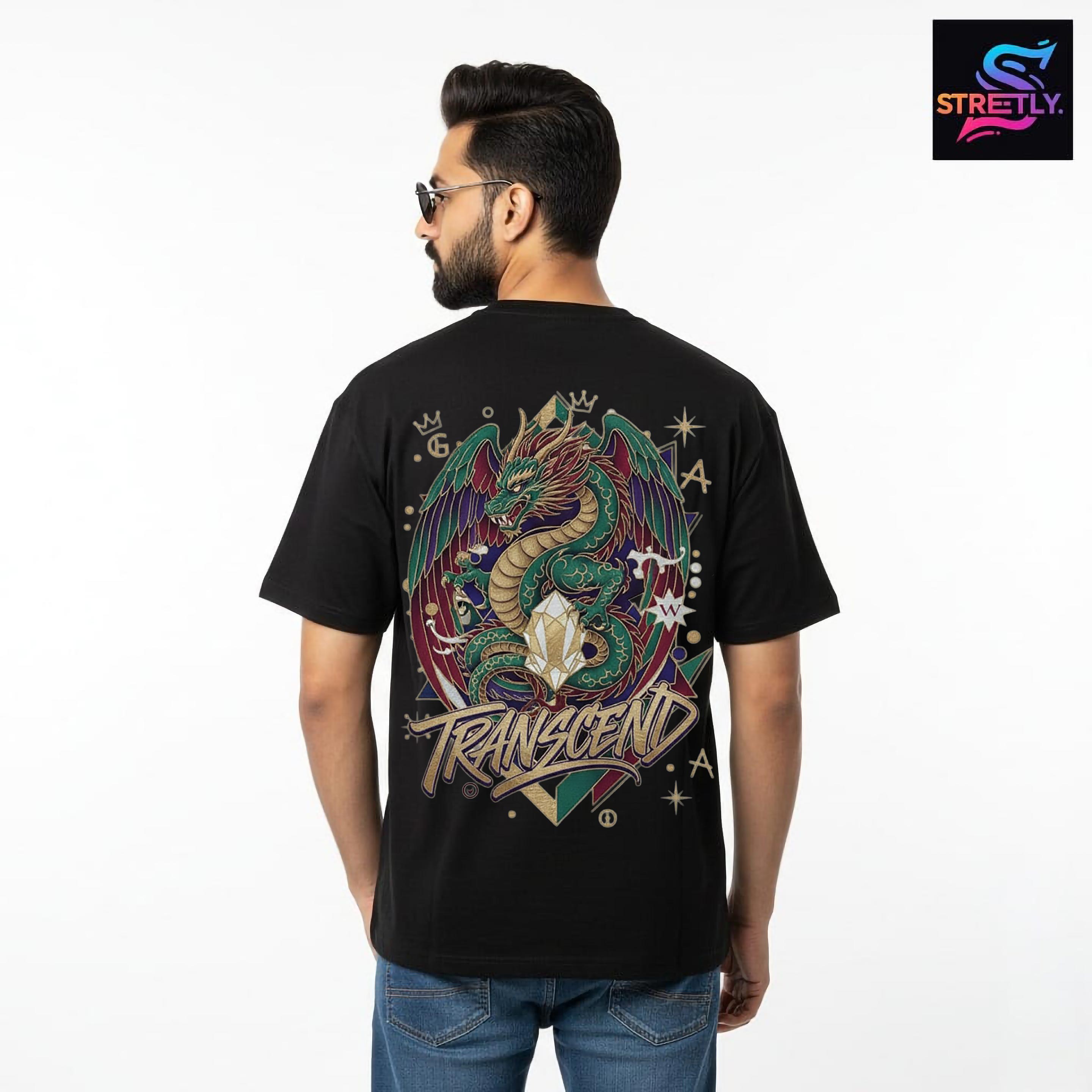 Transcend|Graphic Printed Oversized Crew Neck Premium T-shirt|100% Cotton|Unisex