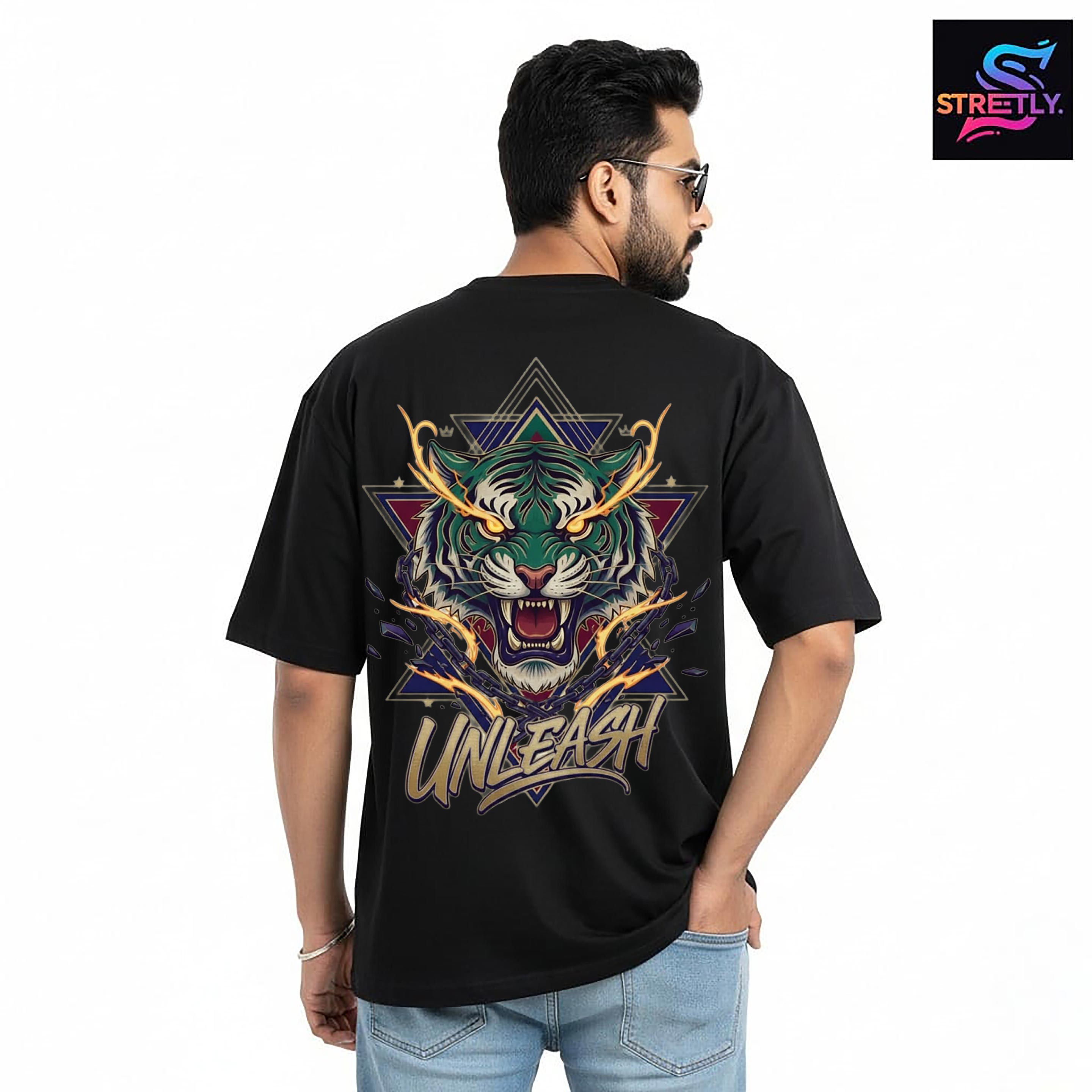 Unleash|Graphic Printed Oversized Crew Neck Premium T-shirt|100% Cotton|Unisex