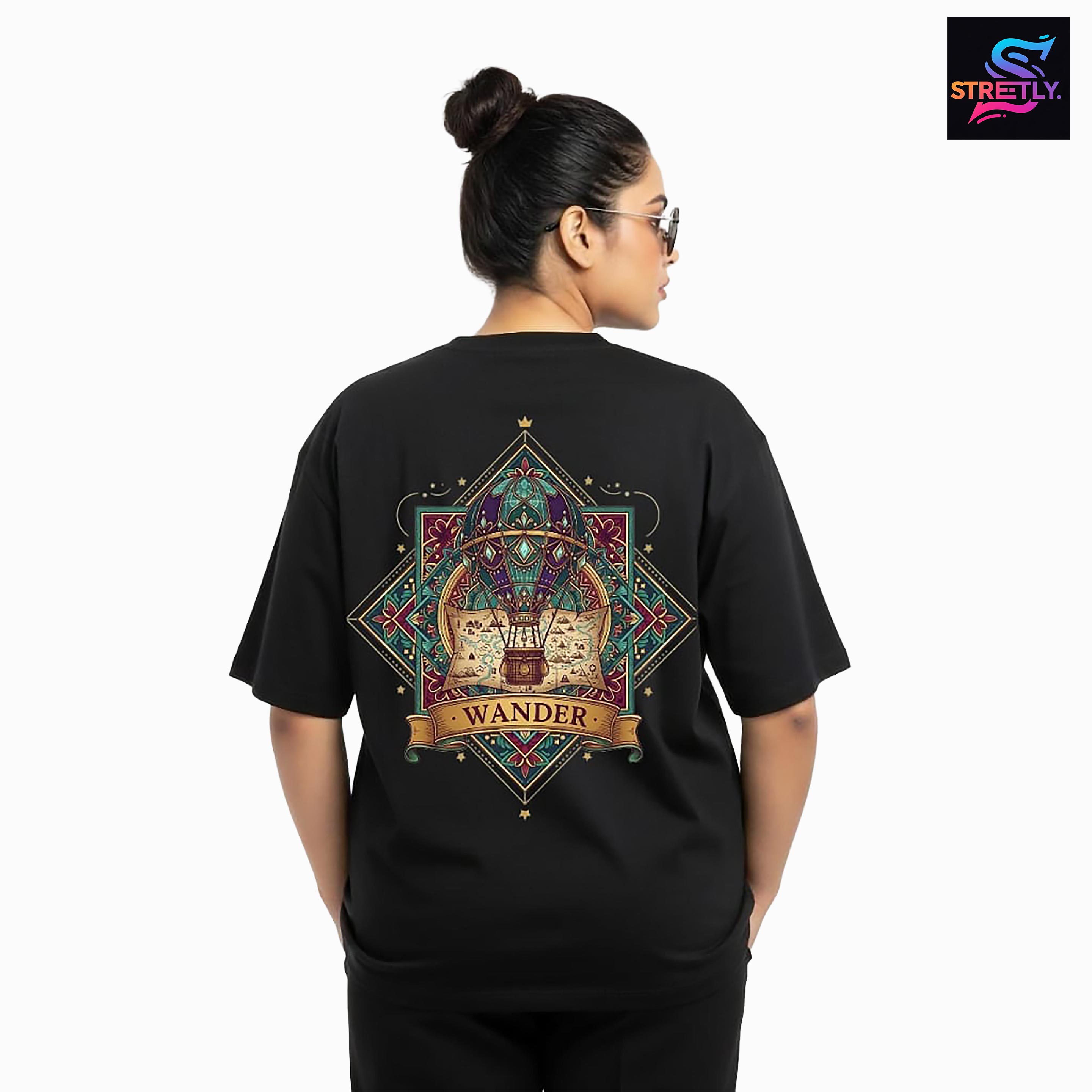 Wander|Graphic Printed Oversized Crew Neck Premium T-shirt|100% Cotton|Unisex