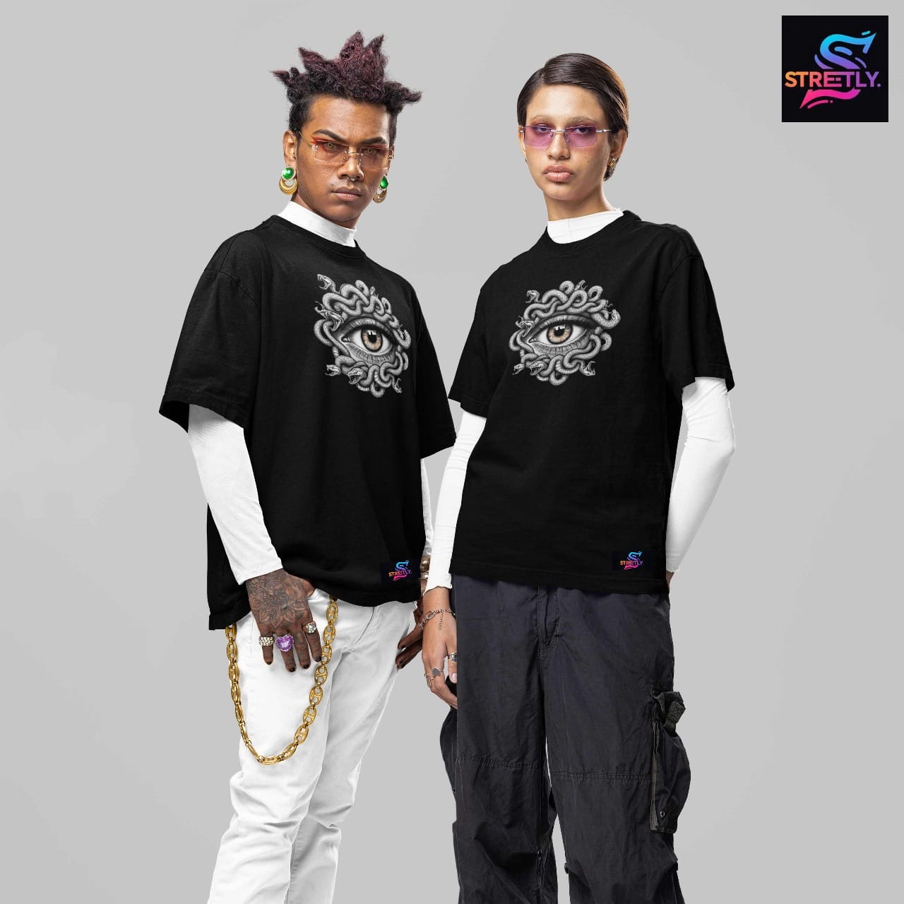 Medusa Eye|Graphic Printed Oversized Crew Neck Premium T-shirt|100% Cotton|Unisex